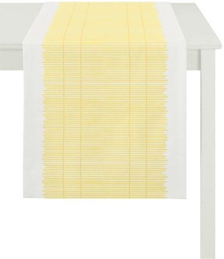 Tischläufer APELT "3033 Loft Bambusmatte", gelb (gelb, weiß), B:48cm L:140cm, Polyester, Viskose, Tischdecken, Tischläufer