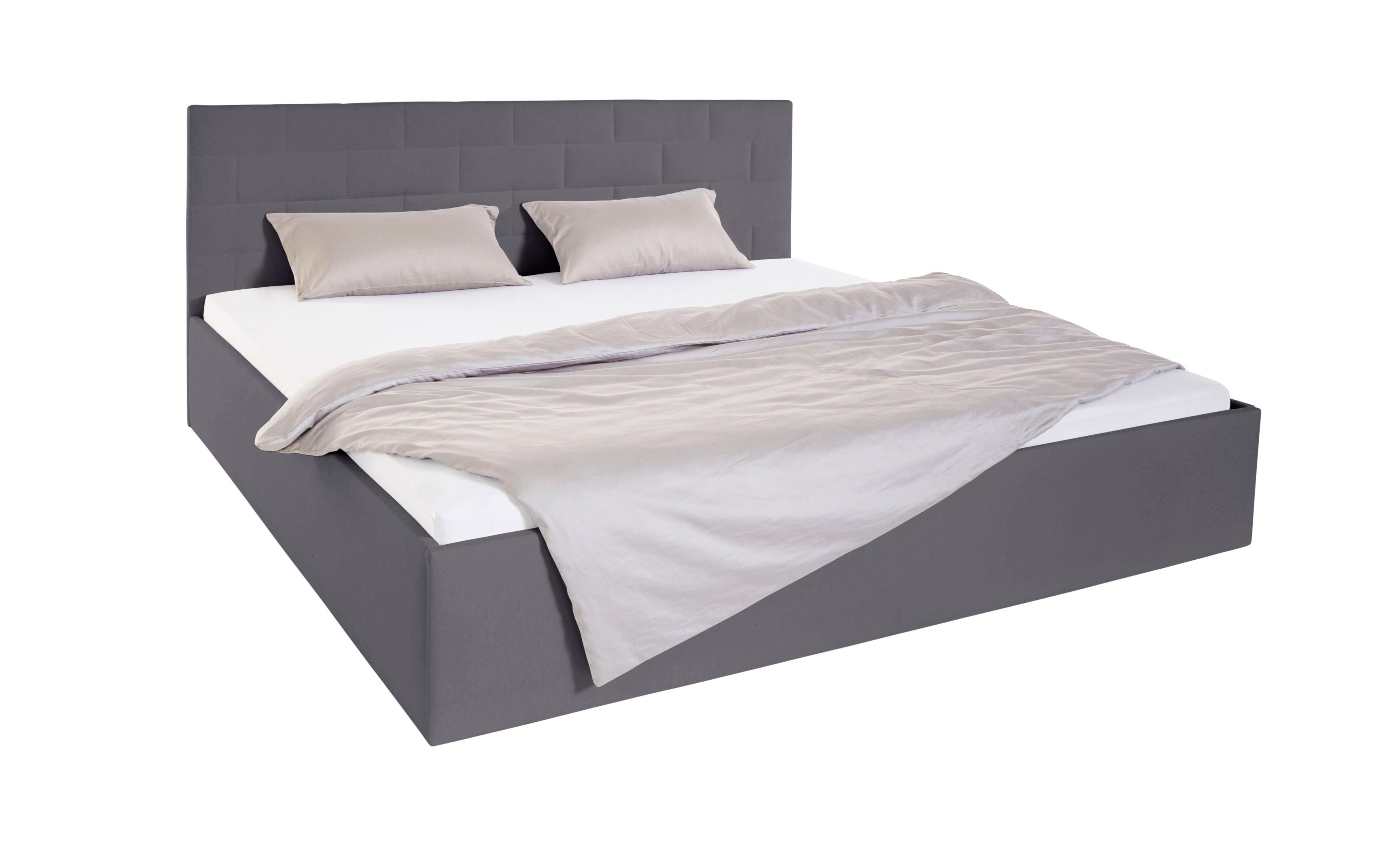 Polsterbett, grau (anthrazit), Liegefläche Länge B: 200cm x 200cm, Höhe Bettseite: 42cm, Bonnell-Federkernmatratze Gewicht bis: 80 kg H2, Bezug Bett: 100% Polyester;Bonnell-Federkernmatratze: 51% Polypropylen, 39% Polyester, 10% Baumwolle;Kaltschaummatratze: 100% Polyester, Bezug abnehm- und waschbar bis 60C, WESTFALIA SCHLAFKOMFORT, Betten, Polsterbett, inkl. Bettkasten bei Ausführung mit Matratz