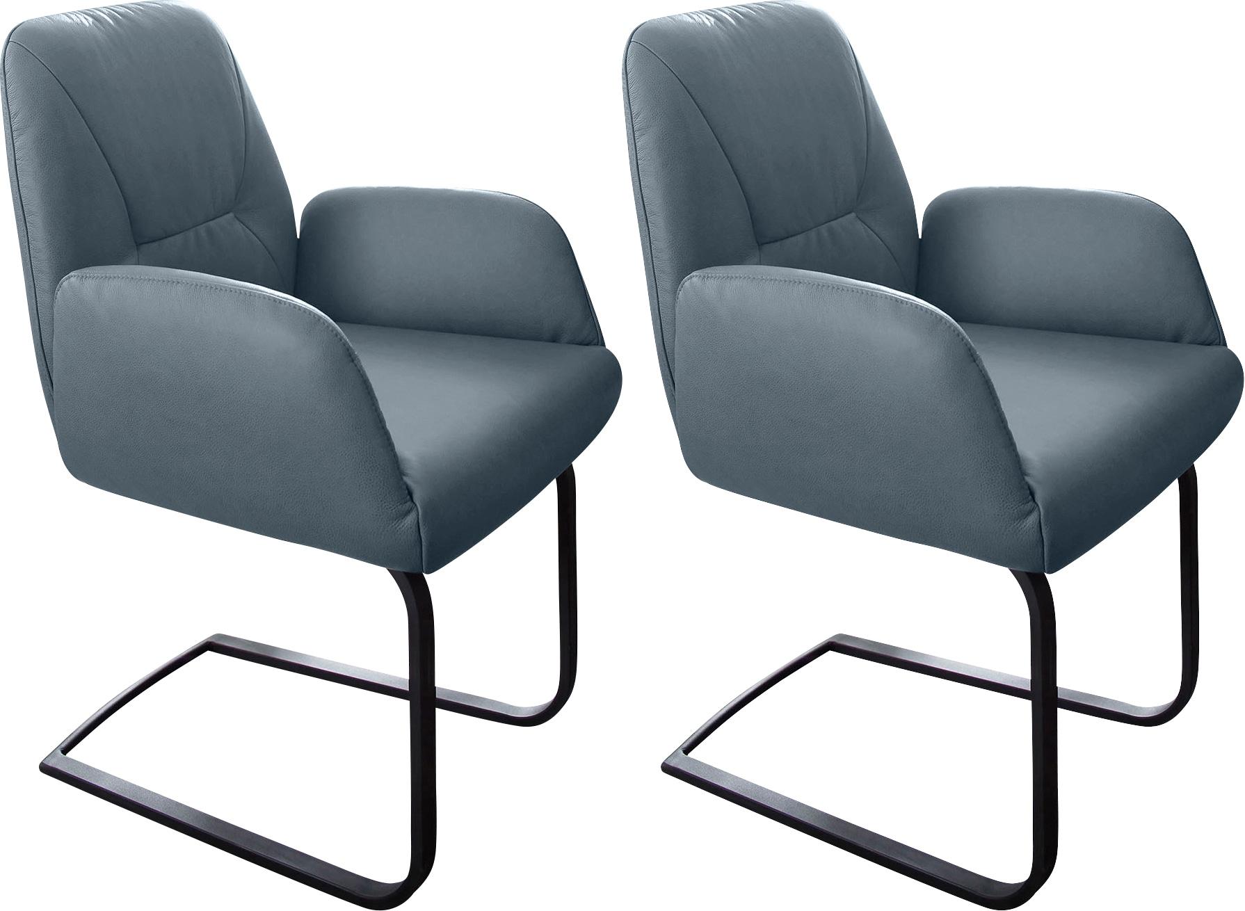 Freischwinger W.SCHILLIG "ole", blau (blau z69, schwarz pulverbeschichtet), B:63cm H:90cm T:64cm, Longlife Xtra-Leder Z69: Das feinnarbige, gedeckte Softleder Z69 besticht durch seine außergewöhnliche Weichheit im trendigen »Vintage-Look«, Hautstärke 0, 9 - 1, 1 mm;Longlife Xtra-Leder Z79: Das Z79 gehört zu der Familie der Anilin-Touch-Leder, die durch ihren besonders angenehmen Griff überzeugen,