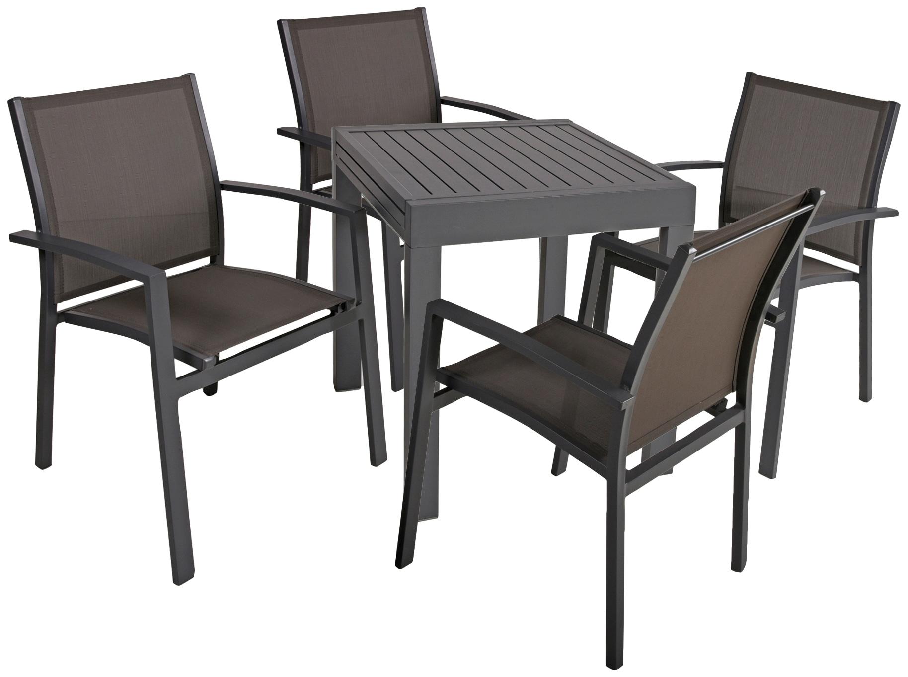 Garten-Essgruppe GARDEN PLEASURE "ELENA", grau (anthrazit, anthrazit, anthrazit), B:165cm H:89cm T:330cm, Aluminium, Kunststoff, Sitzmöbel-Sets, Garten-Essgruppe, mit ausziehbarem Tisch