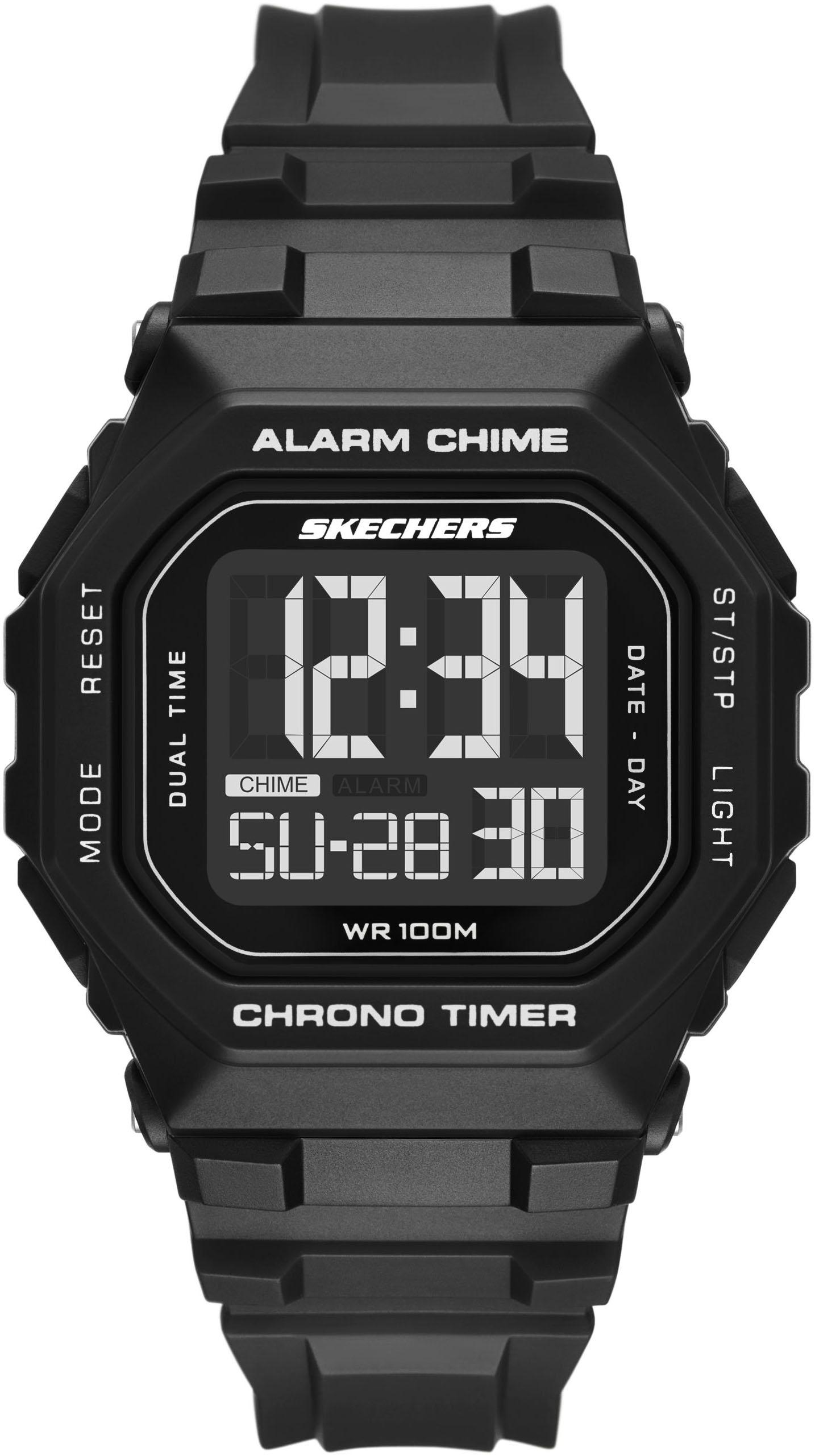 Chronograph SKECHERS "WHITFIELD", schwarz (schwarz, türkisfarben), Armbanduhren, Herren, Chronograph, Quarzuhr, Armbanduhr, Herrenuhr, digital, Tag, Wochentag