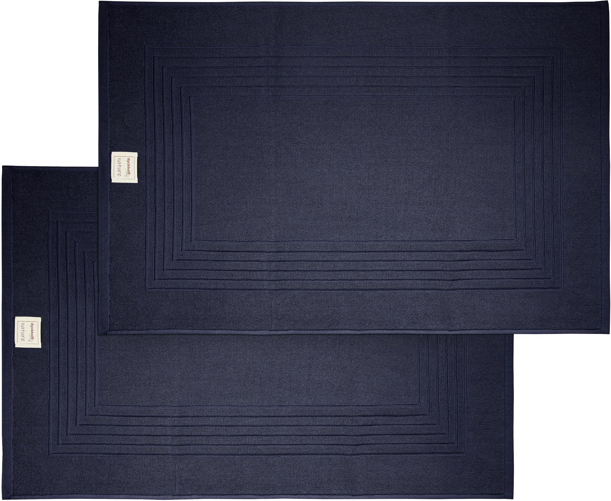 Hotelmatte DYCKHOFF "Nature", blau (marine), H:3mm, Baumwolle, Badematten, Hotelmatte, 2 teilig