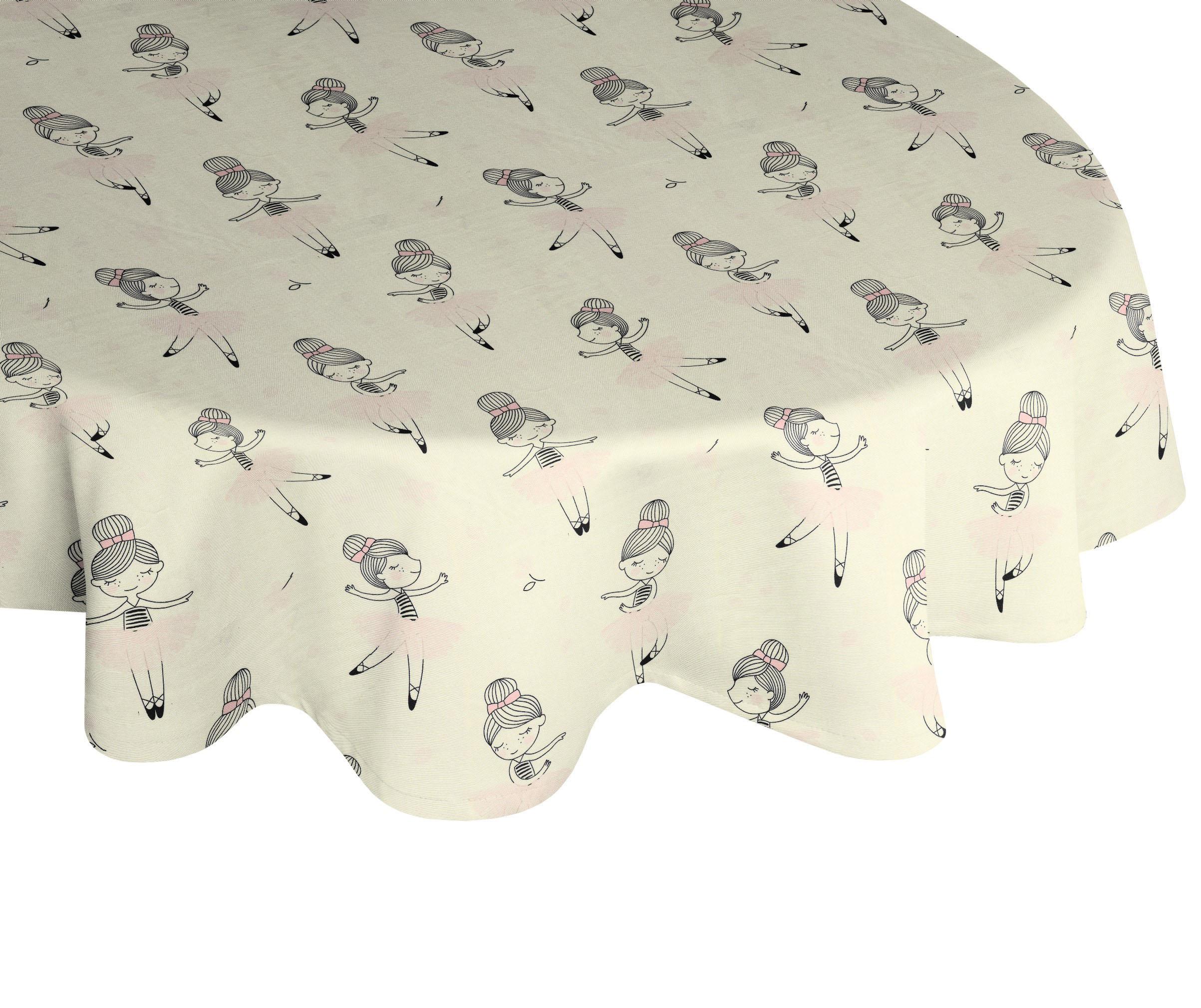 Tischdecke ADAM "Ballerina" Gr. 1, rosa, Ø:145cm, Bio-Baumwolle, Tischdecken, Tischdecke, GOTS organic, für Kinder