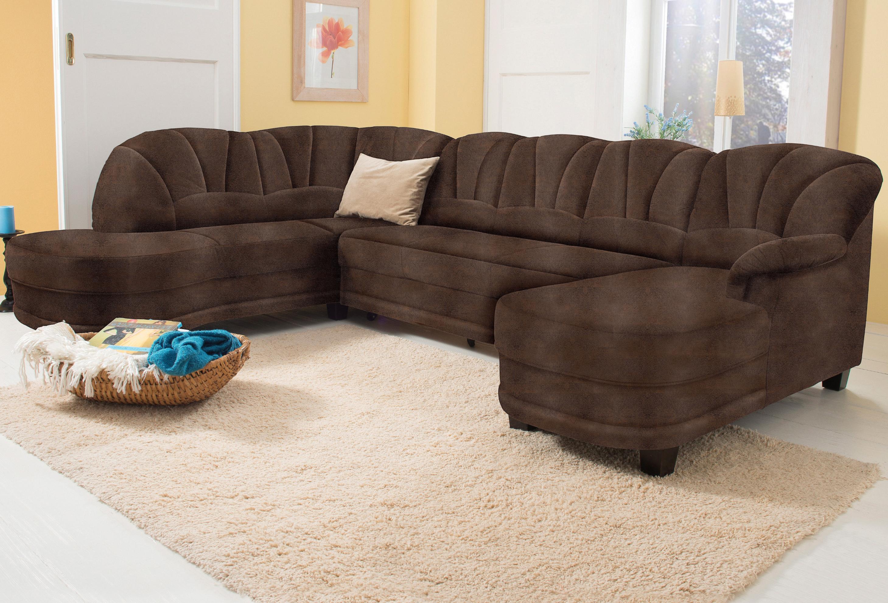 Wohnlandschaft HOME AFFAIRE "Camelita, viel Platz, bequem und zeitlos, Breite 289cm, U-Form", braun (mokka), B:289cm H:86cm T:81cm, Sofas, Wohnlandschaft, wahlweise mit Bettfunktion