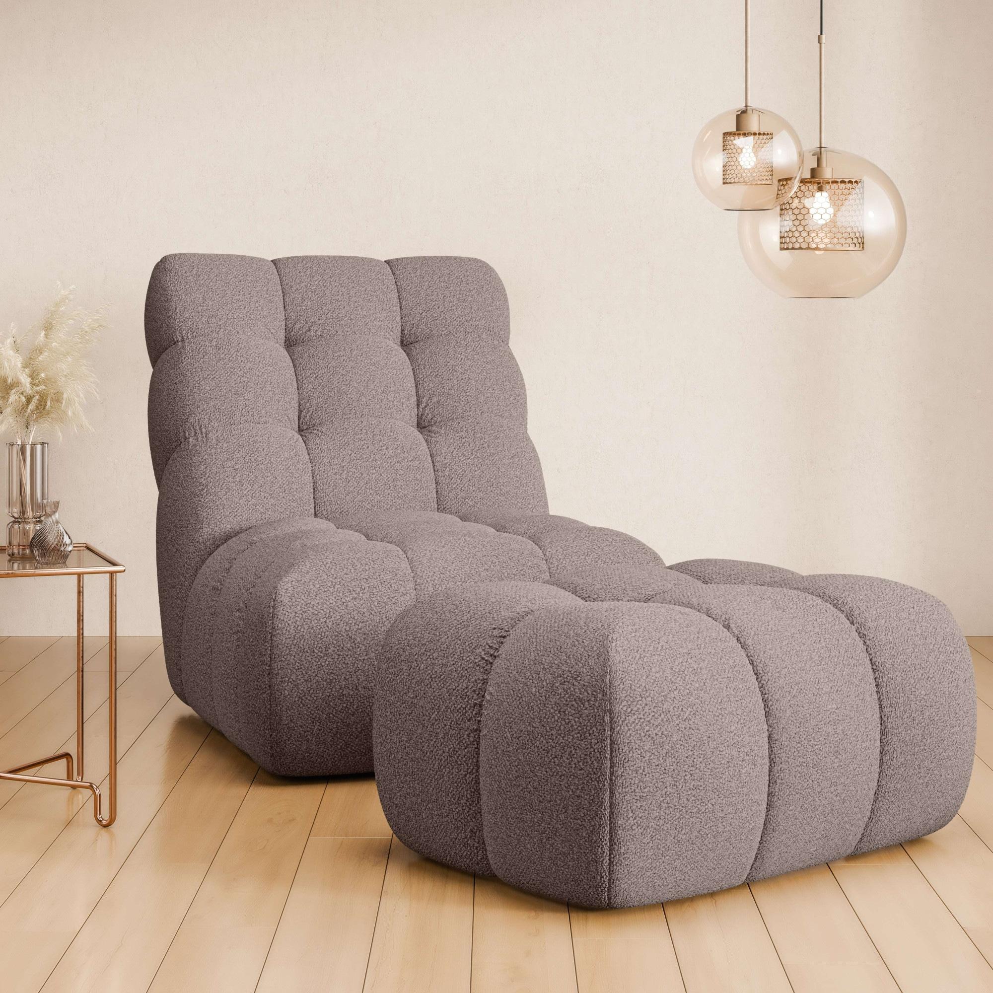 XXL-Sessel HOME AFFAIRE "AURELIAN Loveseat XXL mit Hocker im Set, Lese-Sessel, Relaxsessel", braun, B:88,5cm H:95,5cm T:130cm, 100% Polyester, Sessel, XXL-Sessel, mit Wellenunterfederung, Struktur fein, Struktur grob, Velours