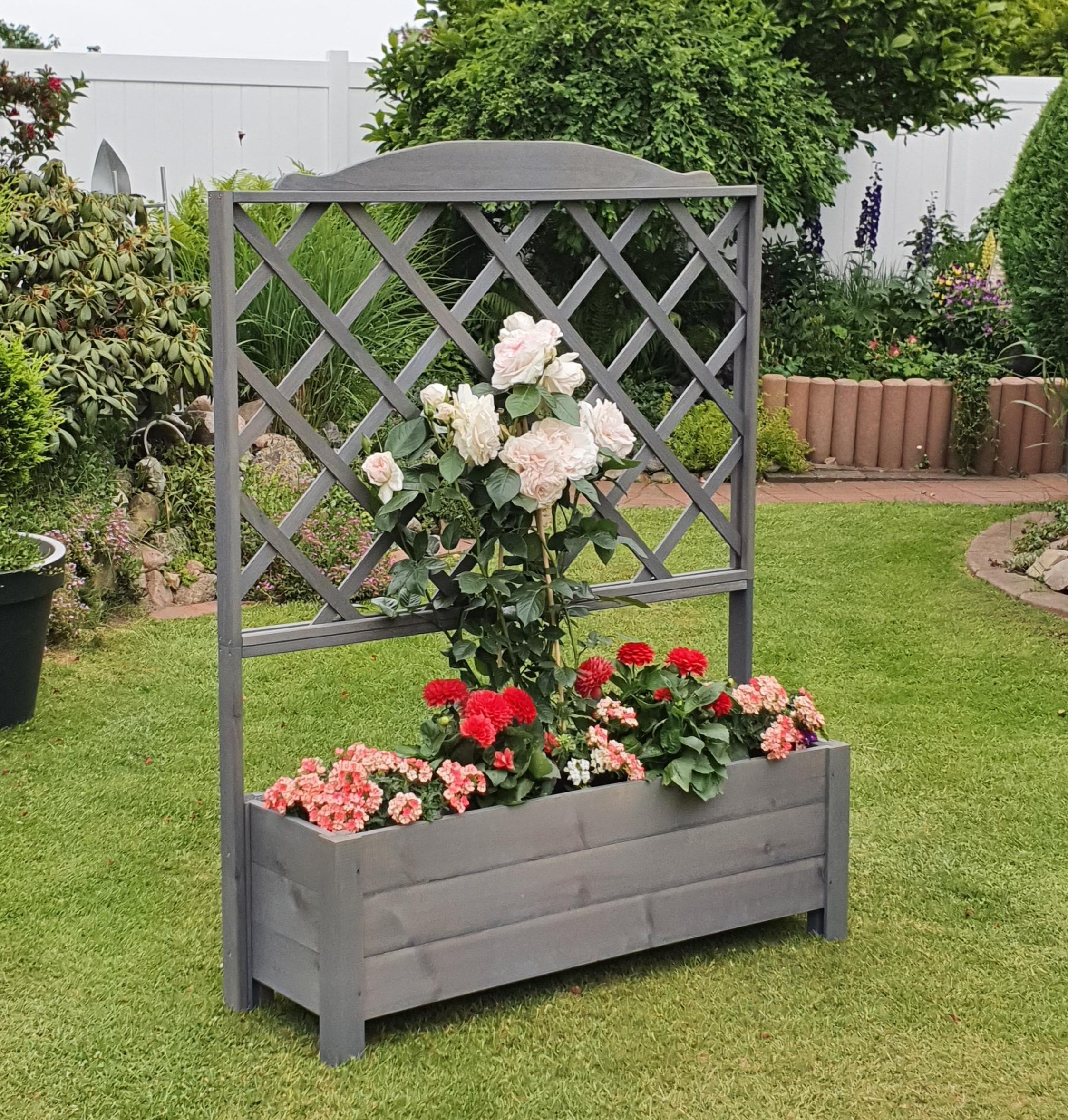 Rankhilfe PROMADINO "Botanica", grau, B:110cm H:140cm T:32cm, Holzwerkstoff, Rankhilfen, Rankhilfe, Rankkasten, BxTxH: 110x32x140 cm