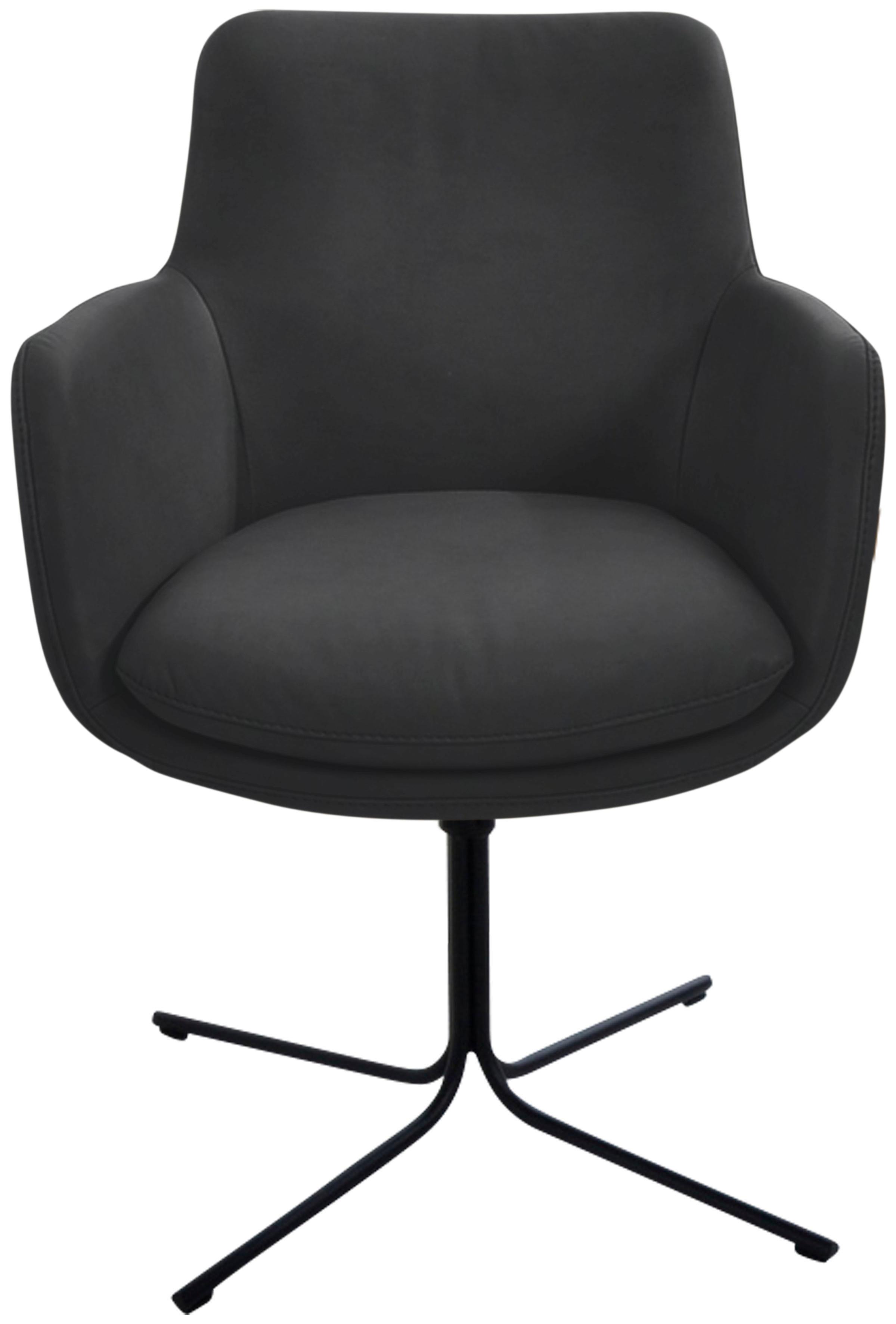 Drehstuhl K+W KOMFORT & WOHNEN "Pego", schwarz (schwarz 81), B:59cm H:84cm T:65cm, Stühle, Drehstuhl, filigranem 4-Fuß-Gestell in schwarz