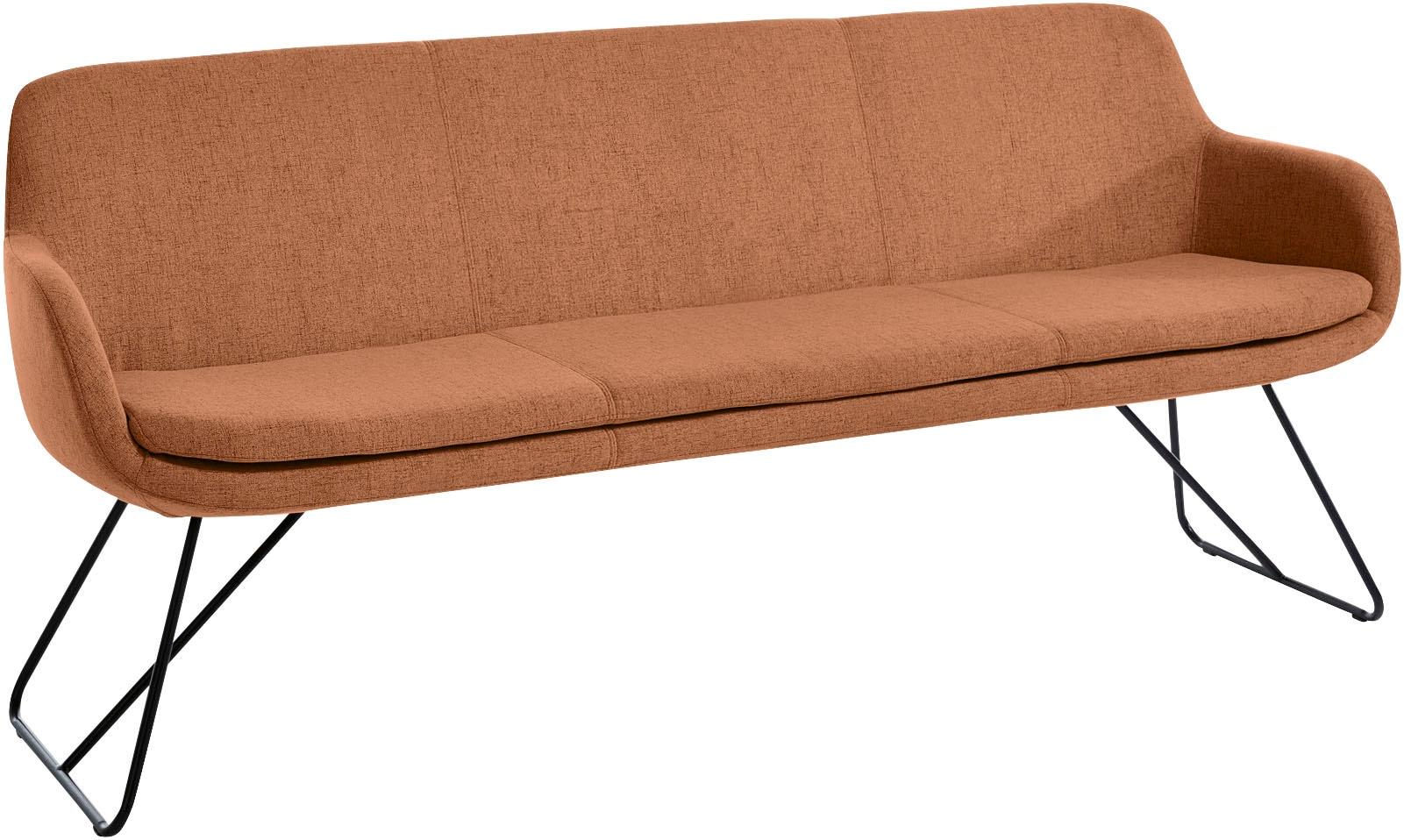 Essbank MUSTERRING "Tavia", orange (orange, schwarz), B:180cm H:87cm T:66cm, 100% PES, Sitzbänke, Essbank, Schlittengestell in drei Ausführungen, Breite 180, 200 oder 220 cm