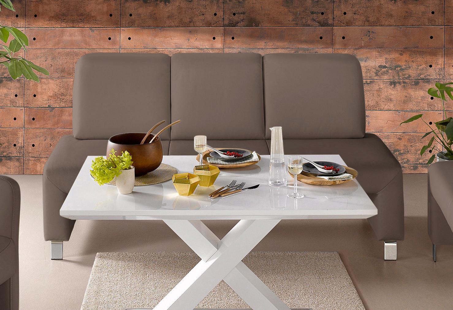 Polsterbank EXXPO - SOFA FASHION "Intenso, Sitzbank, Breite 162 cm, wahlweise in Leder oder Textil", grau (taupe), B:162cm H:91cm T:67cm, NaturLeder;Strukturstoff (Zusammensetzung: Polyester 100%);Luxus-Microfaser (Zusammensetzung: Aufgeflockte 100% Polyester Schicht mit Prägung);Cord (Zusammensetzung: Polyester 100%), Sitzbänke, Polsterbank, hohe Bodenfreiheit, frei im Raum stellbar, hoher Sitzko