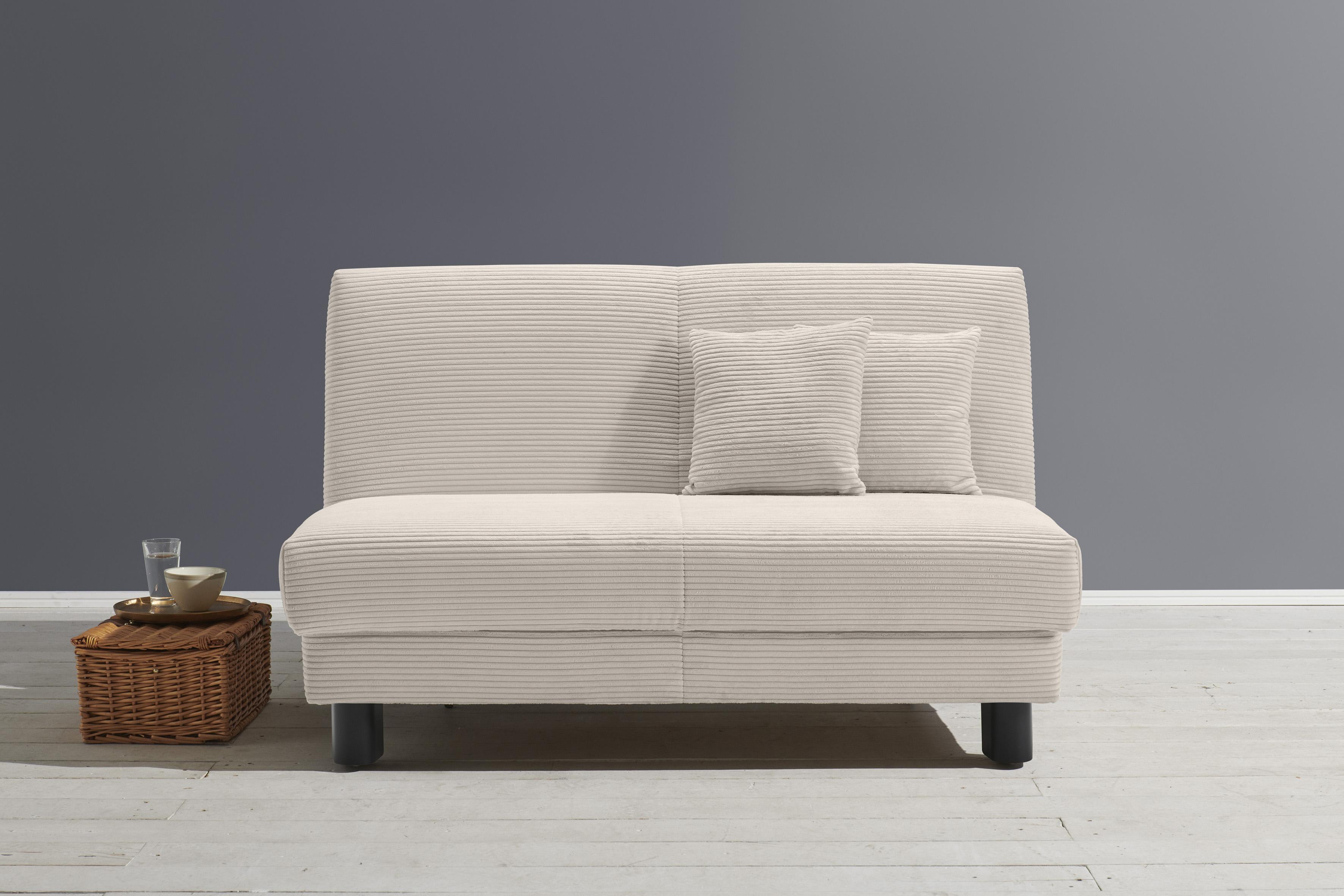 Schlafsofa ELL + ELL "Enny", beige, B:125cm H:85cm T:100cm, 92% Polyester 8% Nylon, Sofas, Schlafsofa