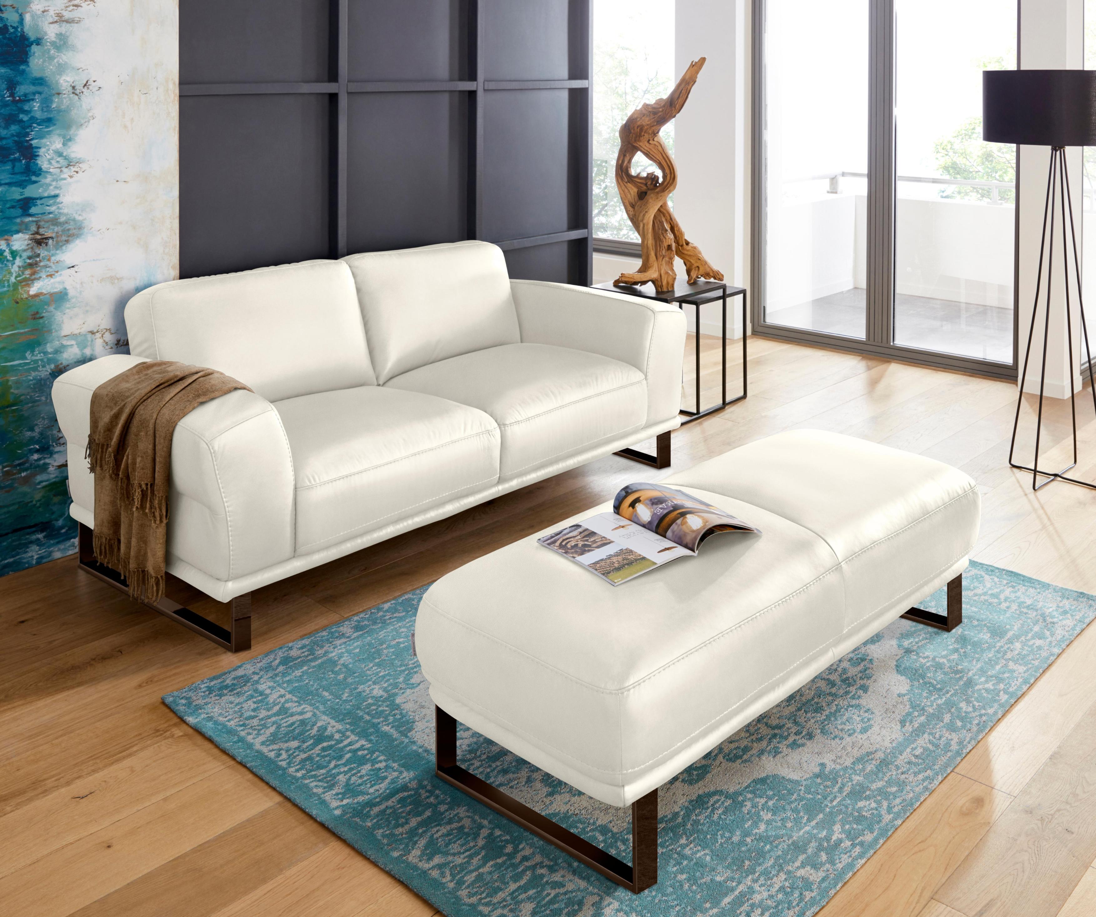 Hocker W.SCHILLIG "montanaa", weiß (weiß z59), B:141cm H:42cm T:61cm, Hocker, Hocker, mit Metallkufen in Bronze pulverbeschichtet, Breite 141 cm