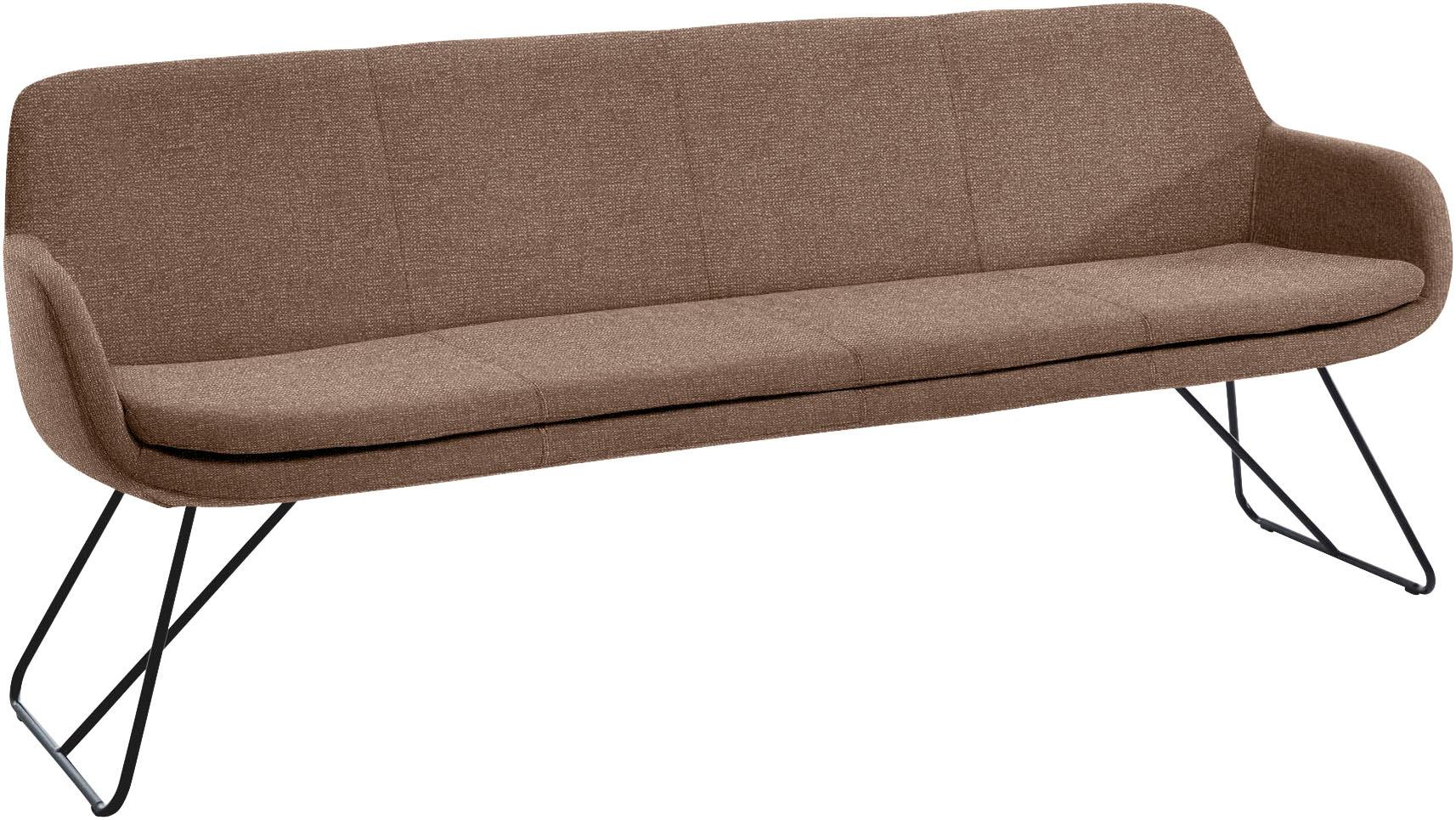 Essbank MUSTERRING "Tavia", braun (copper, schwarz), B:220cm H:87cm T:66cm, 100% PES, Sitzbänke, Essbank, Schlittengestell in drei Ausführungen, Breite 180, 200 oder 220 cm