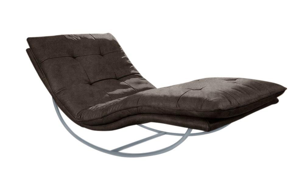 Relaxliege W.SCHILLIG "daily dreams", braun (mocca s37), B:95cm H:85cm T:169cm, Stoff S37 (100% Polyester), Sofas, Relaxliege, in Waffelkissen-Optik, Schaukelgestell silber matt, in 2 Breiten