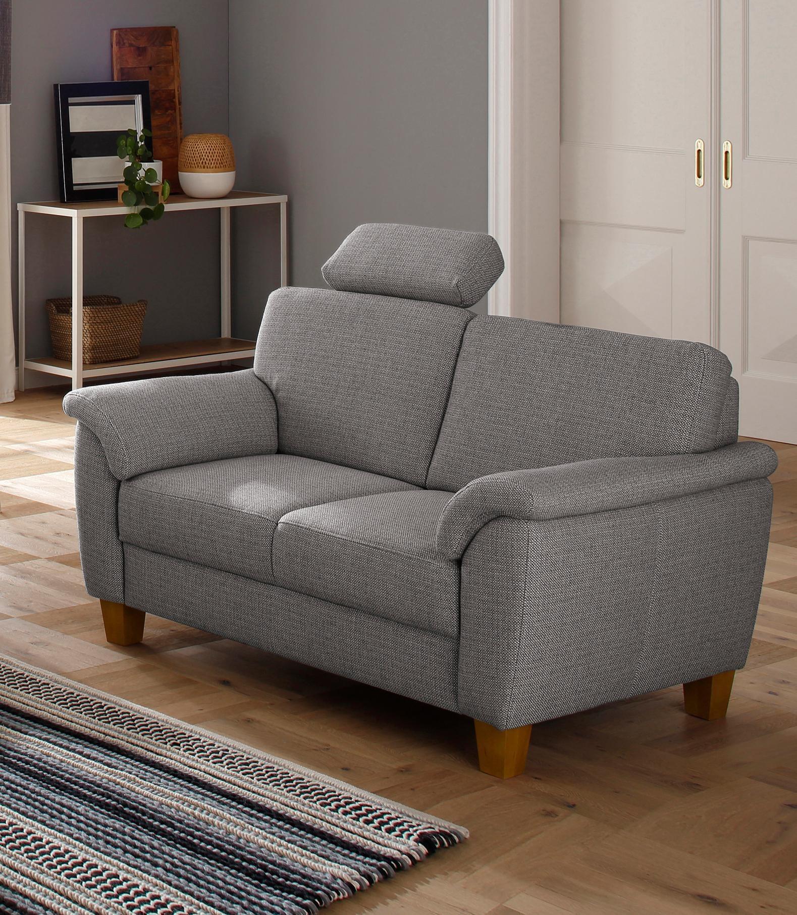 2-Sitzer HOME AFFAIRE "Texel", grau, B:156cm H:87cm T:88cm, Struktur ( 100% Polyester);Struktur fein ( 100% Polyester);Luxus-Microfaser ALTARA NUBUCK (100% Polyester), Sofas, 2-Sitzer, mit Federkern und Kontrastnaht, Füße Buche eichefarben