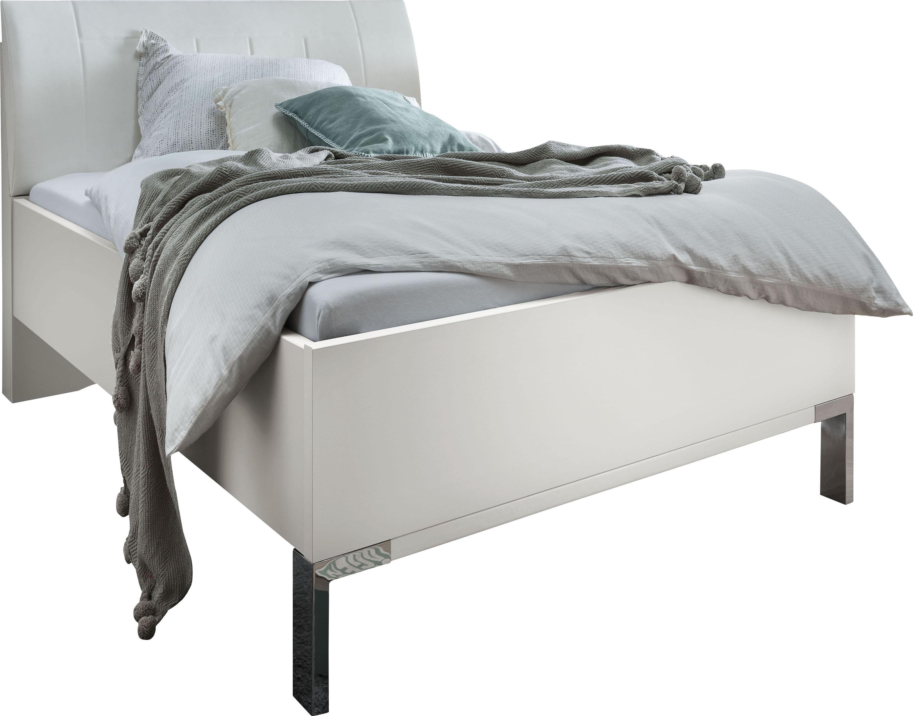 Futonbett WIEMANN "Monaco, Bettgestell, Bettrahmen, komfortables Polsterkopfteil", weiß, B:99cm L:218cm, Betten, Futonbett, Polsterkopfteil aus Kunstleder, verschiedene Größen, in Komforthöhe