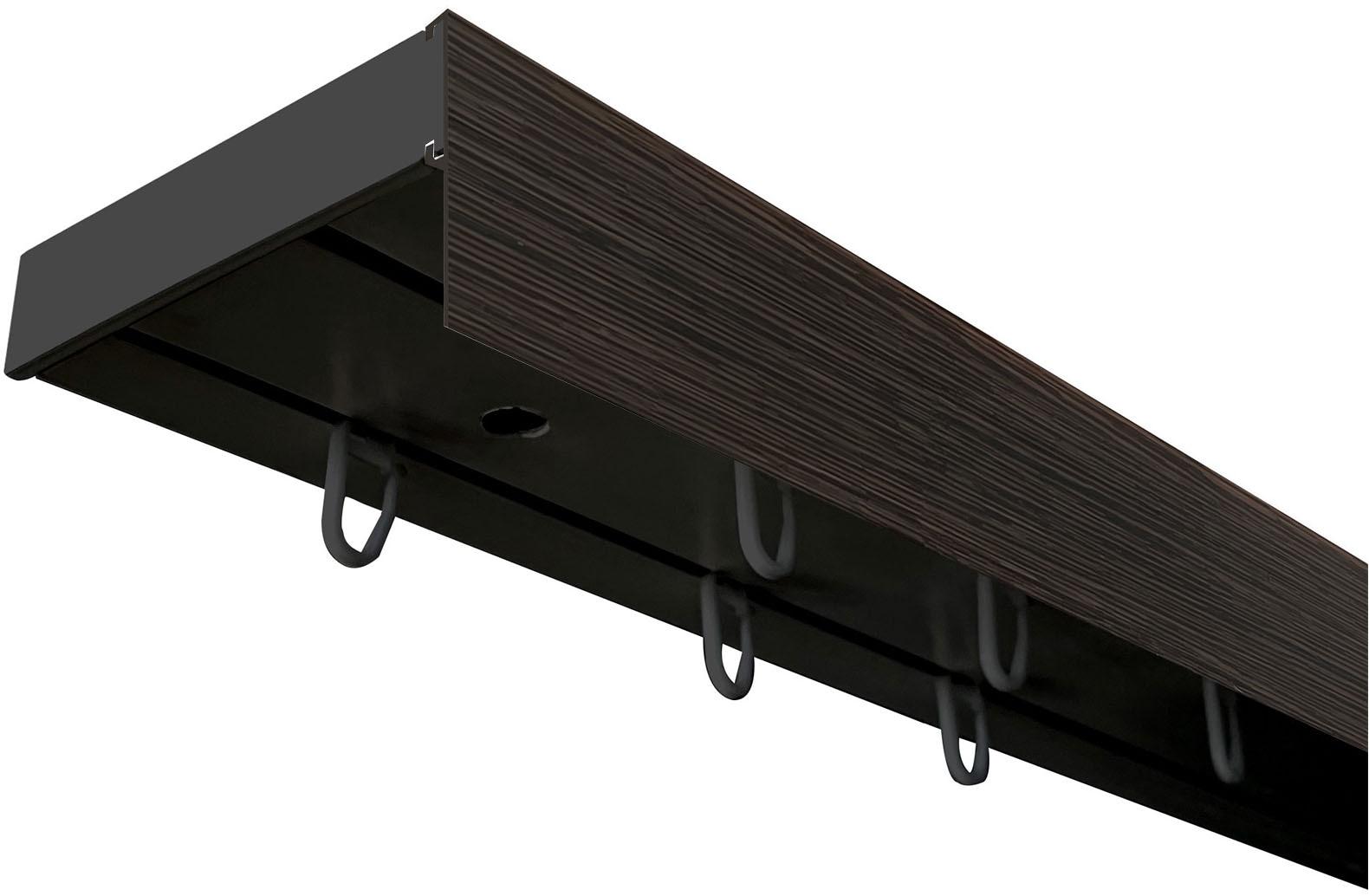 Gardinenschiene SN DECO GROUP "Vorhangschiene SH mit Blende" Gr. 7, schwarz (schwarz, wengefarben), L:360cm T:7,7cm, Kunststoff, Gardinenstangen, Gardinenschiene