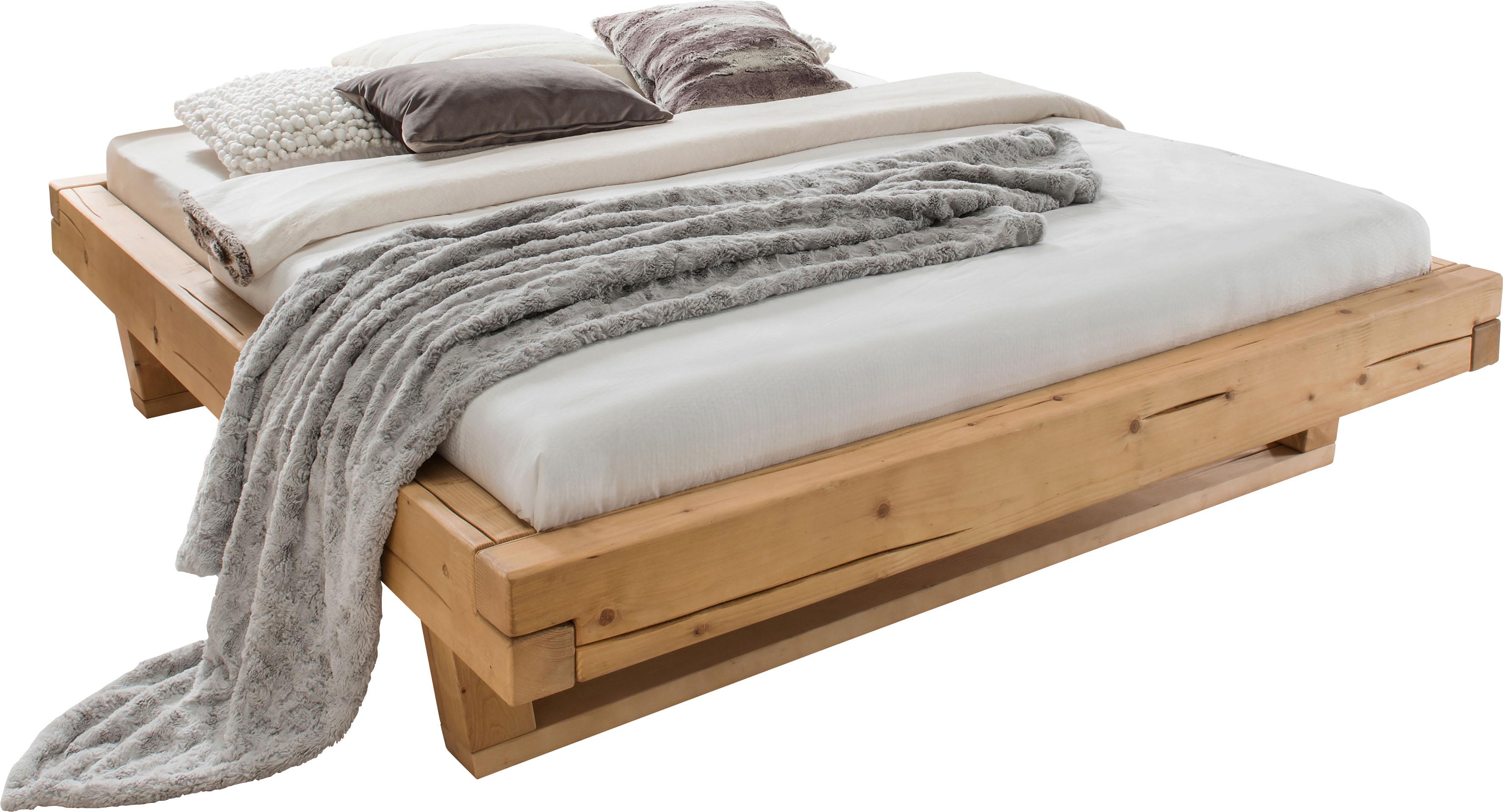 Massivholzbett HOME AFFAIRE "Ultima, hohe Belastbarkeit, Futonbett ohne Kopfteil", beige (natur), B:218cm L:218cm, Betten, Massivholzbett, aus Eiche oder Fichte, FSC-zertifiziert, in vielen Breiten