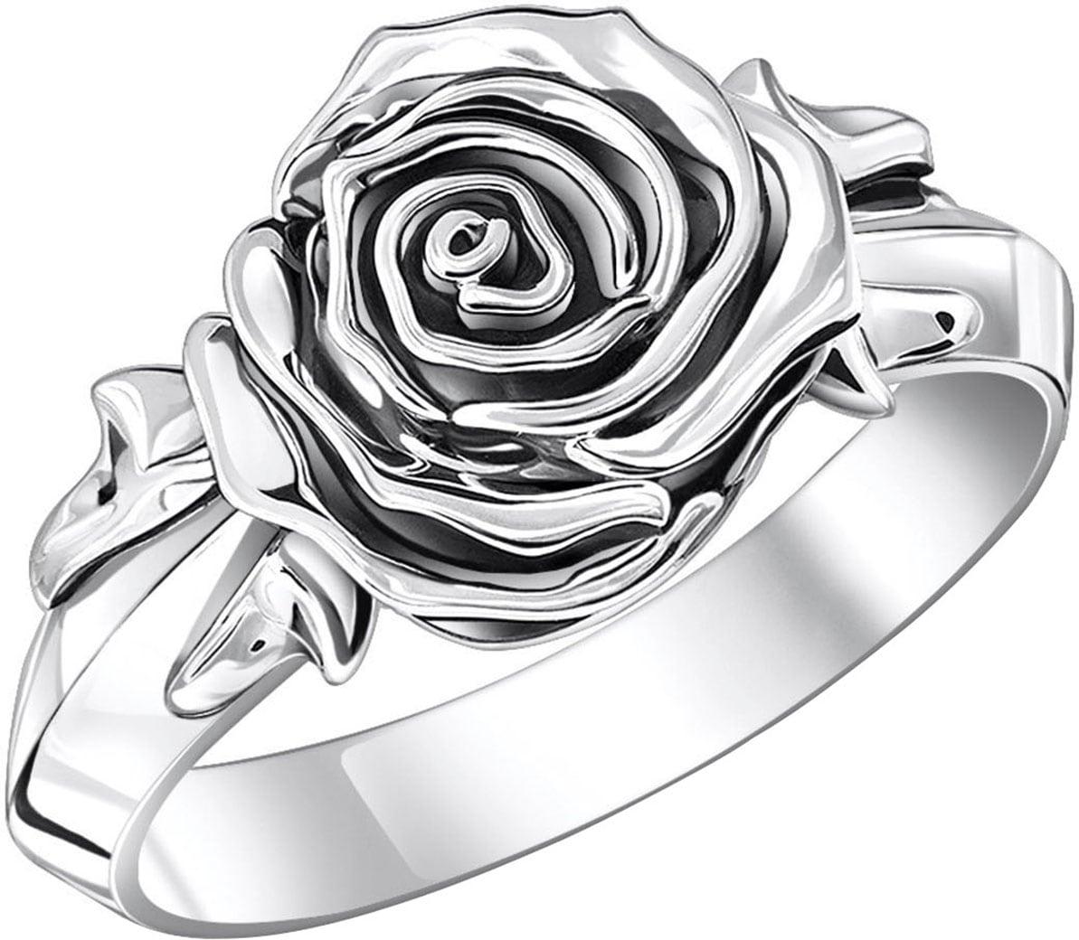 Fingerring THOMAS SABO "Ring Midnight Rose" Gr. 58, silber (silberfarben), Fingerringe, Damen, 58, Silber 925 (recycelt), 2,5mm, Fingerring