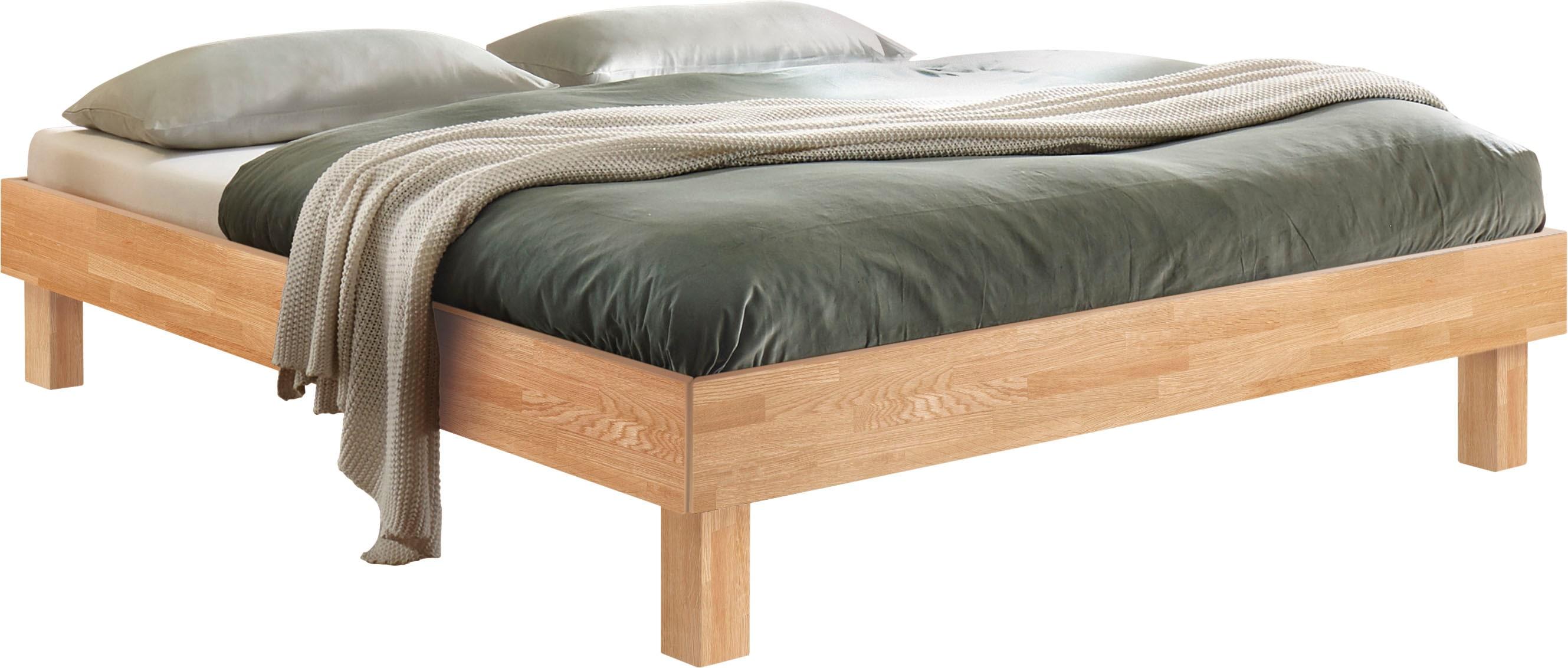 Holzbett HASENA "Rapallo", braun (eiche bianco, geölt), B:106cm H:36cm L:205cm, Eiche massiv, Betten, Holzbett, Fußhöhe 20 cm