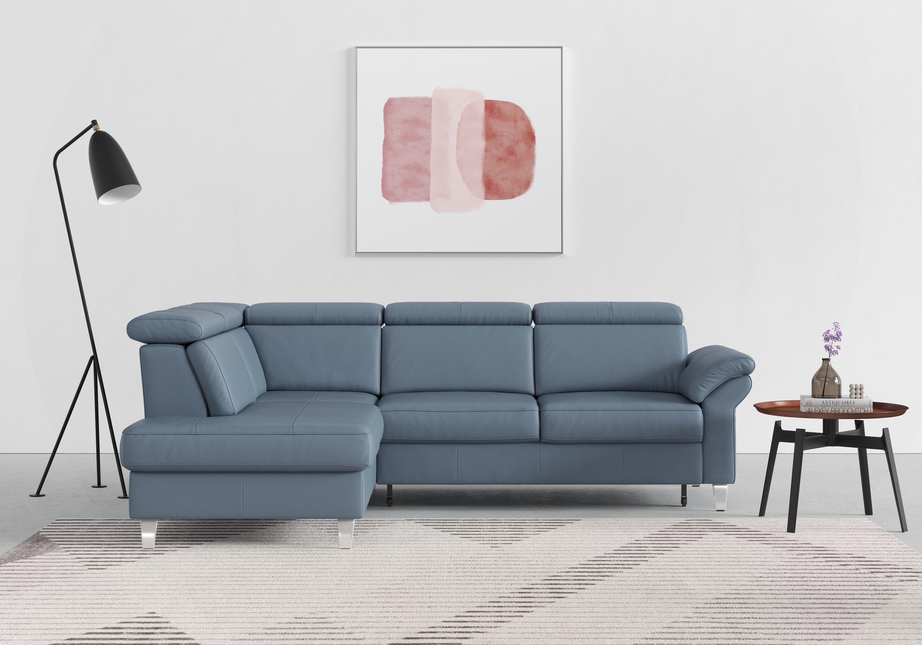 Ecksofa SIT & MORE "Arngast L-Form", bunt (graublau), B:245cm H:84cm T:194cm, Sofas, Ecksofa, inklusive Kopfteilverstellung und Federkern