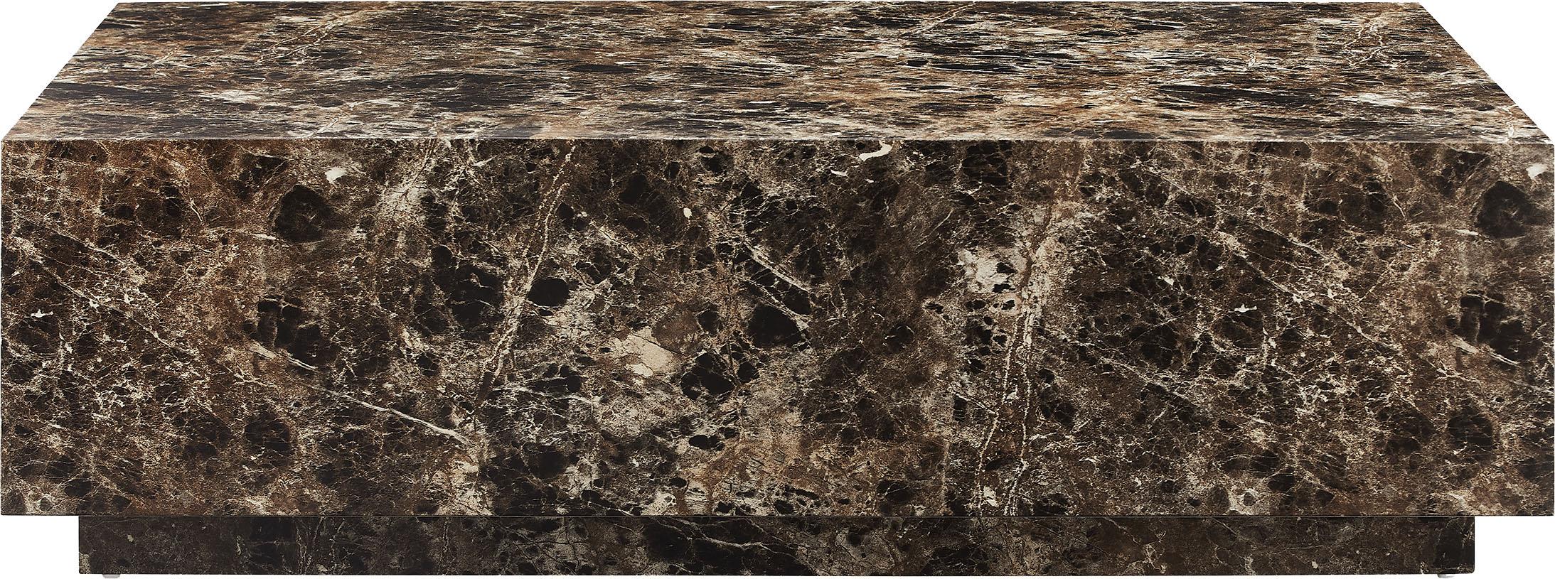 Couchtisch SALESFEVER "Almeria Beistelltisch: Stilvoller Tisch 120/75 cm", braun (braun marmoroptik), B:120cm H:35cm T:75cm, MDF, mit Melaminfolie überzogen, Tische, Couchtisch, rechteckig 120x75 cm, in Marmoroptik foliert