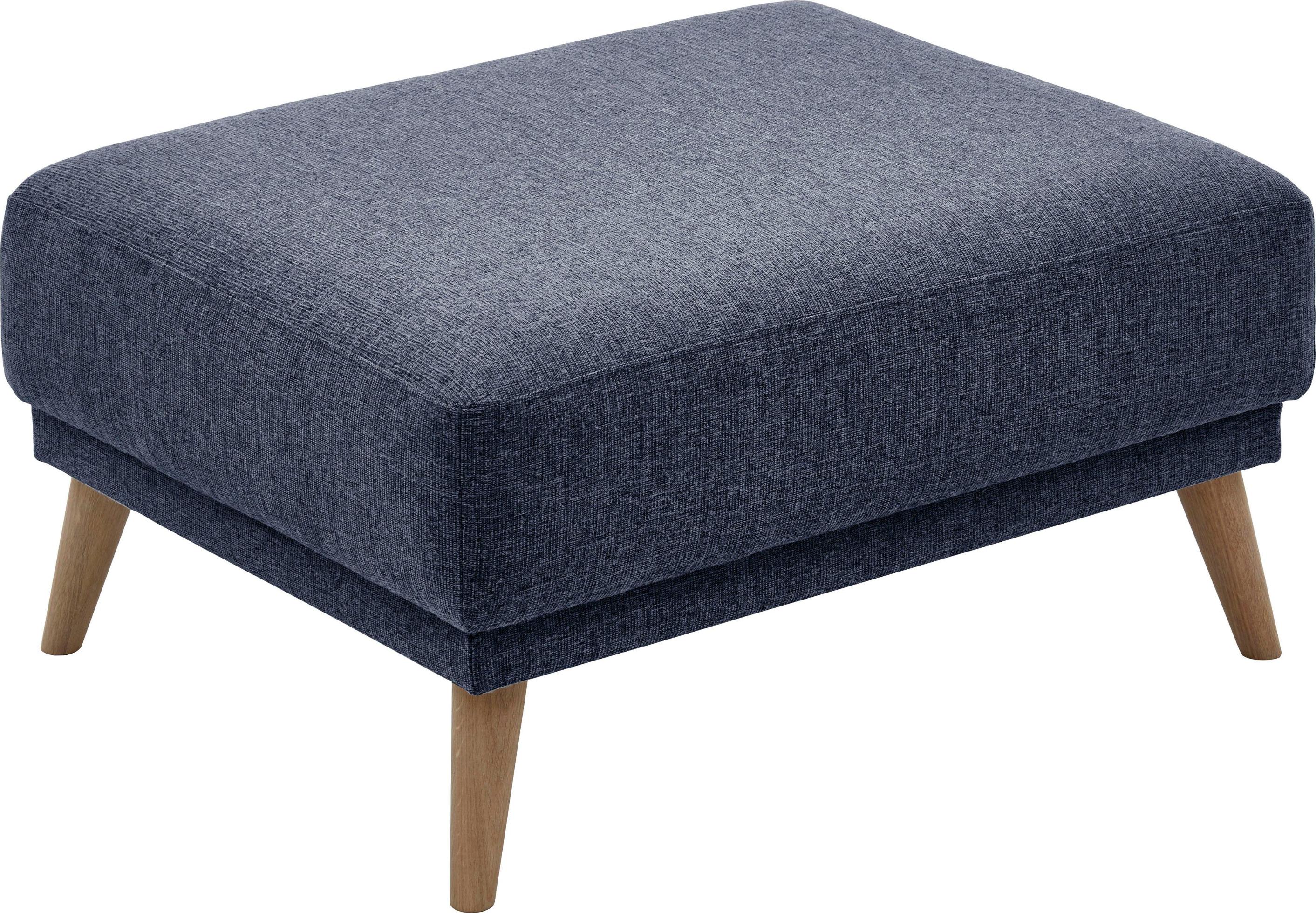 Hocker "Elvis", grau (anthrazit), B:86cm H:43cm, 79% Polyester; 21% Polypropylen, ATLANTIC HOME COLLECTION, Hocker, Hocker, Massivholzfüße