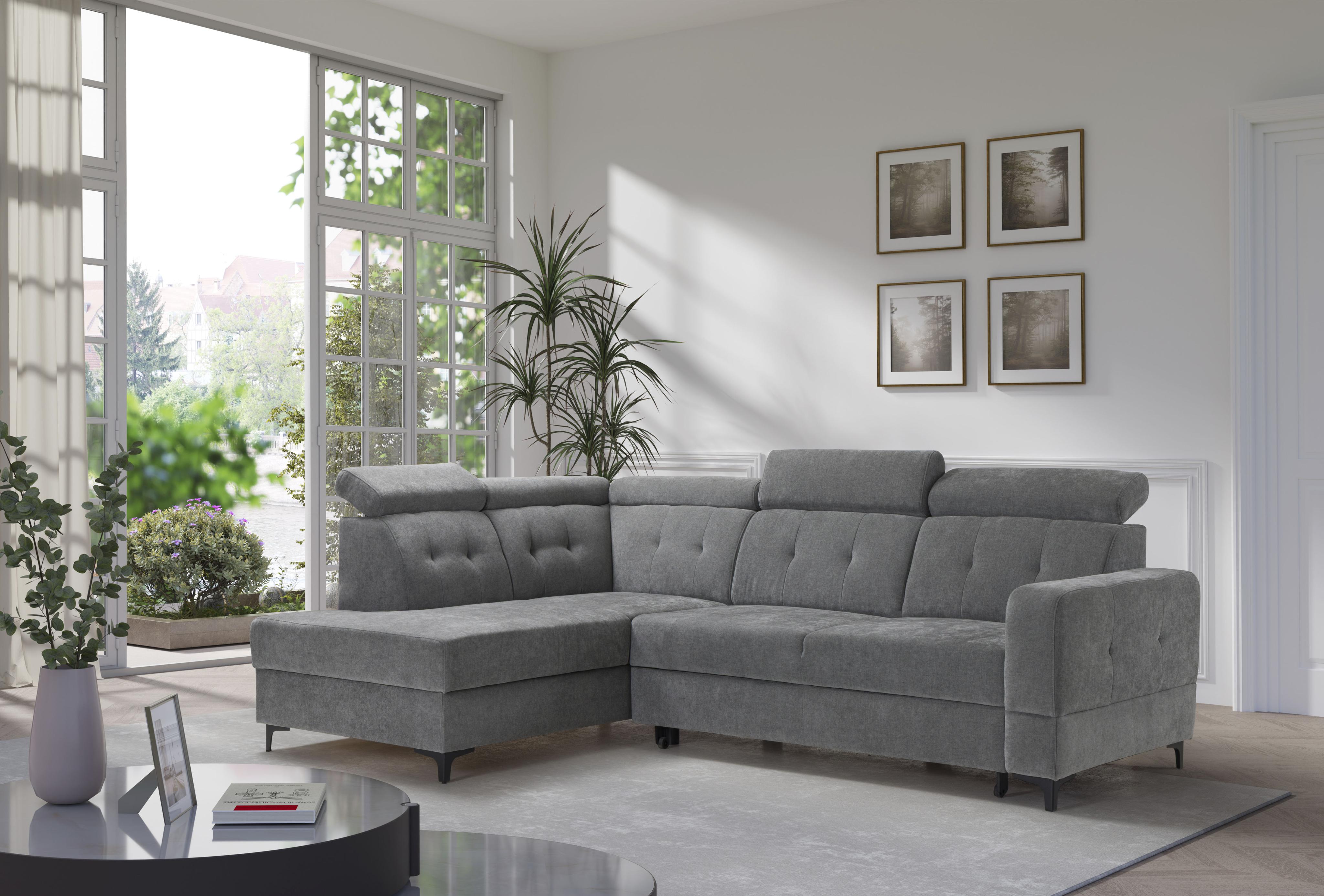 Ecksofa EXXPO - SOFA FASHION "Monte, Kopfteile verstellbar, optional mit Bettfunktion & Bettkasten", anthrazit, B:254cm H:100cm T:182cm, Sofas, Ecksofa, L- Form, mit Kopfteilverstellung, optional Bettfunktion und Bettkasten