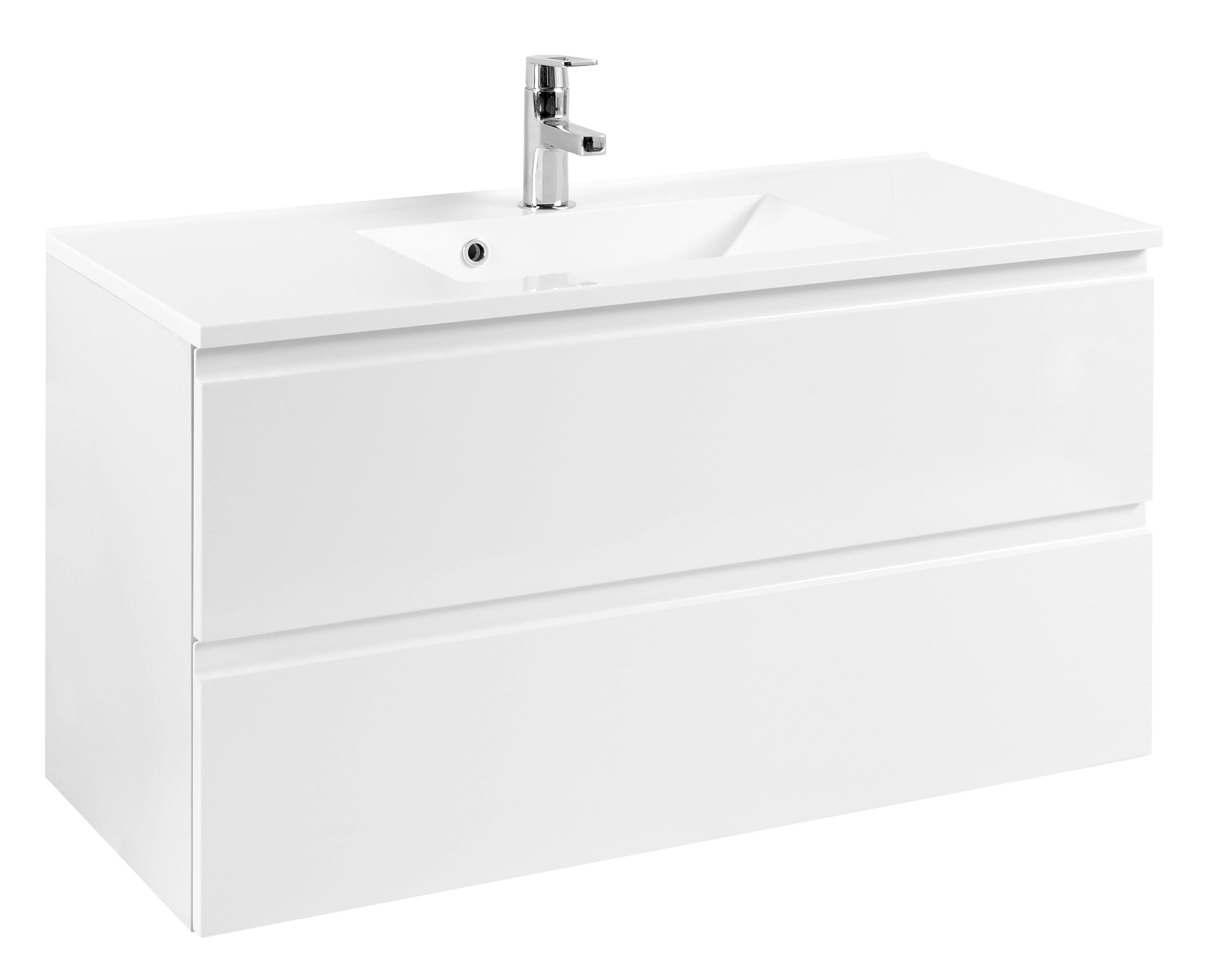 Waschtisch WELLTIME "Cardiff", weiß, B:100cm H:56cm T:47cm, Waschtische, Waschtisch, Breite 100 cm