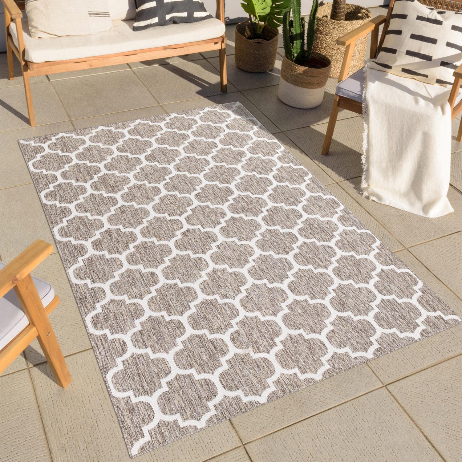 Outdoorteppich CARPET CITY "Outdoor 462", beige, B:150cm H:5mm L:150cm, Polypropylen, Teppiche, Outdoorteppich, Läufer, UV-beständig, Flachgewebe, auch quadratisch, In- und Outdoor