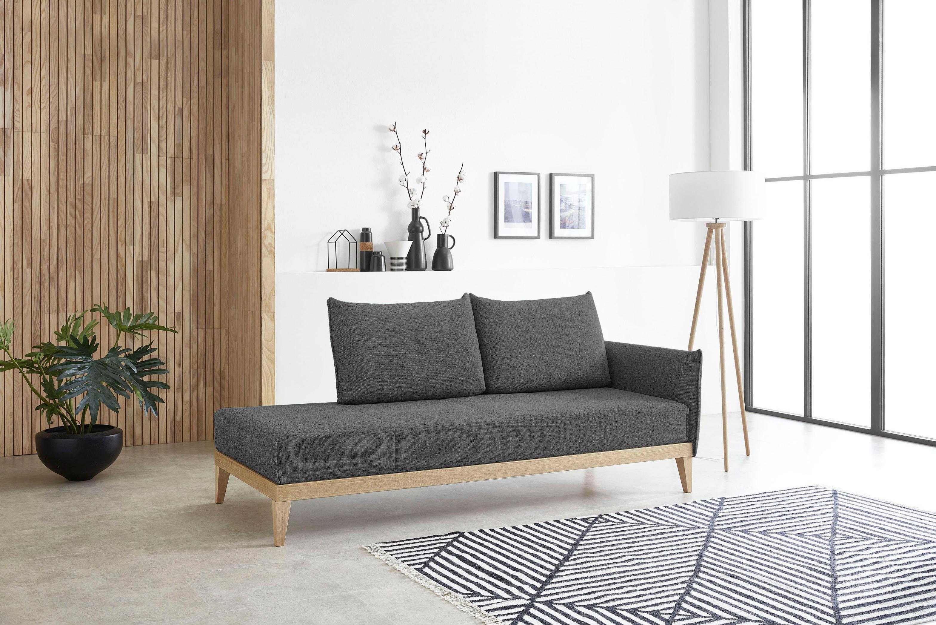 Chaiselongue BALI "Lykke", grau, B:212cm H:93cm T:92cm, 100% Polyester;Chenille-Flachgewebe, Sofas, Chaiselongue