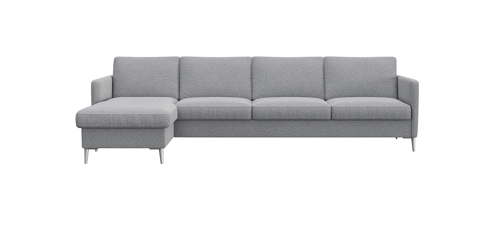 Ecksofa FLEXLUX "Fiore, super Sitzkomfort durch Kaltschaum im Sitz, L-Form", grau (sophisto gre), B:280cm H:85cm T:159cm, 100% Polyester, Sofas, Ecksofa, schmale Armlehnen, Füße Alu