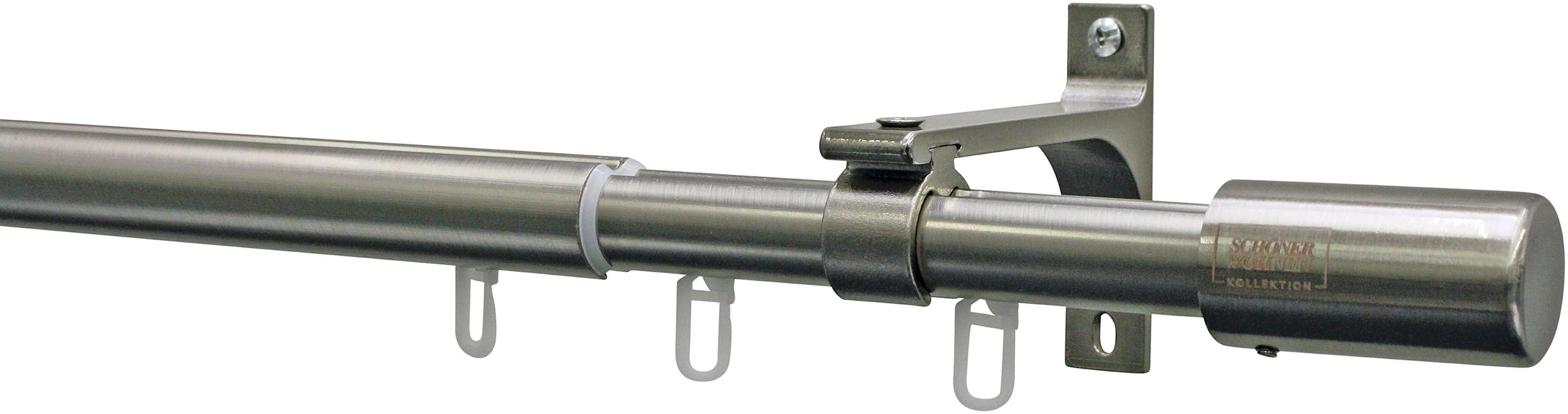 Gardinenstange "Set Mona mit Innenlauf I 1-Lauf, ausziehbar", grau, Ø:19mm, SCHÖNER WOHNEN-KOLLEKTION, Gardinenstangen, Gardinenstange, mit Bohren, verschraubt, Wandmontage, Zylinder, Serie Gardinenstangen