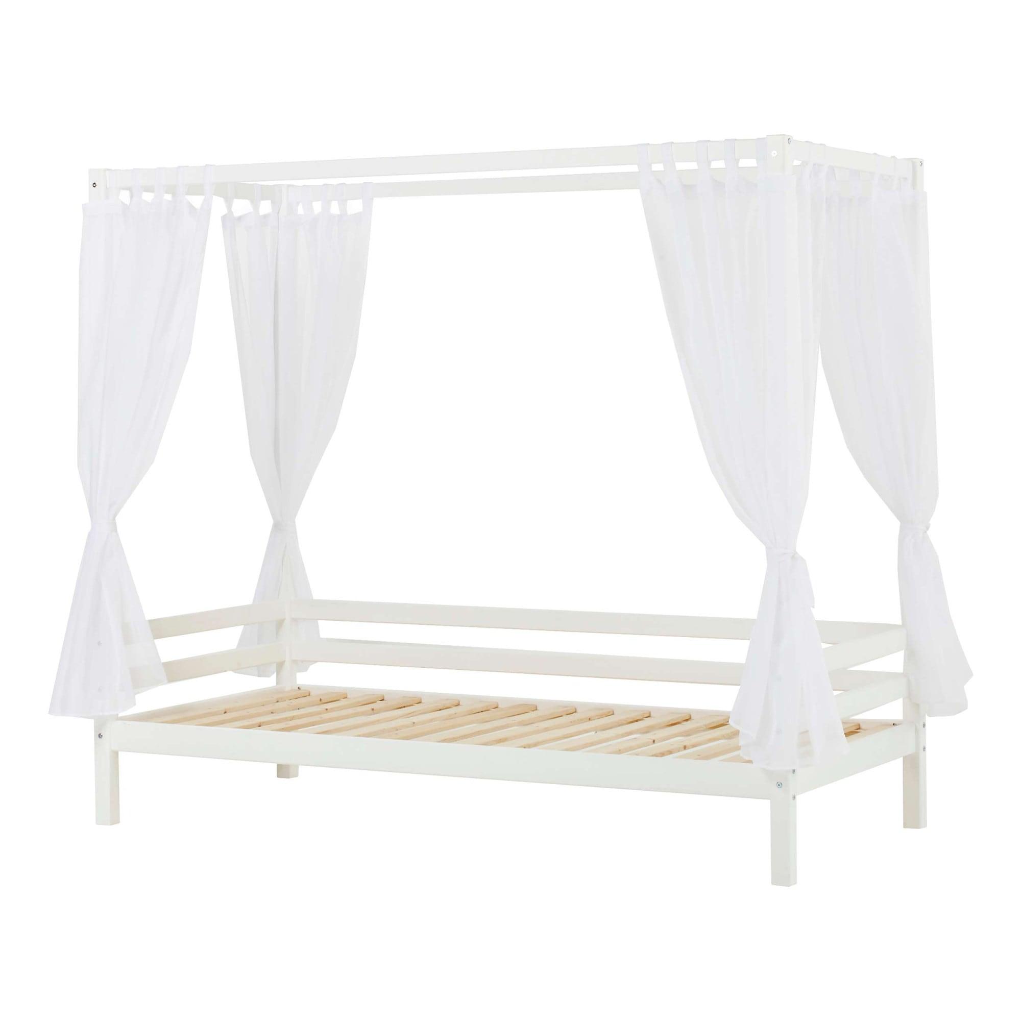 Himmelbett HOPPEKIDS "ECO Dream Kinder/ Prinzessinnenbett 90x200cm, H= 182 cm, Kiefer massiv", weiß, B:208cm H:182cm L:98cm, Betthimmel: 100% Polyester, Betten, Himmelbett, wahlweise mit Gästebett oder Schubkästen