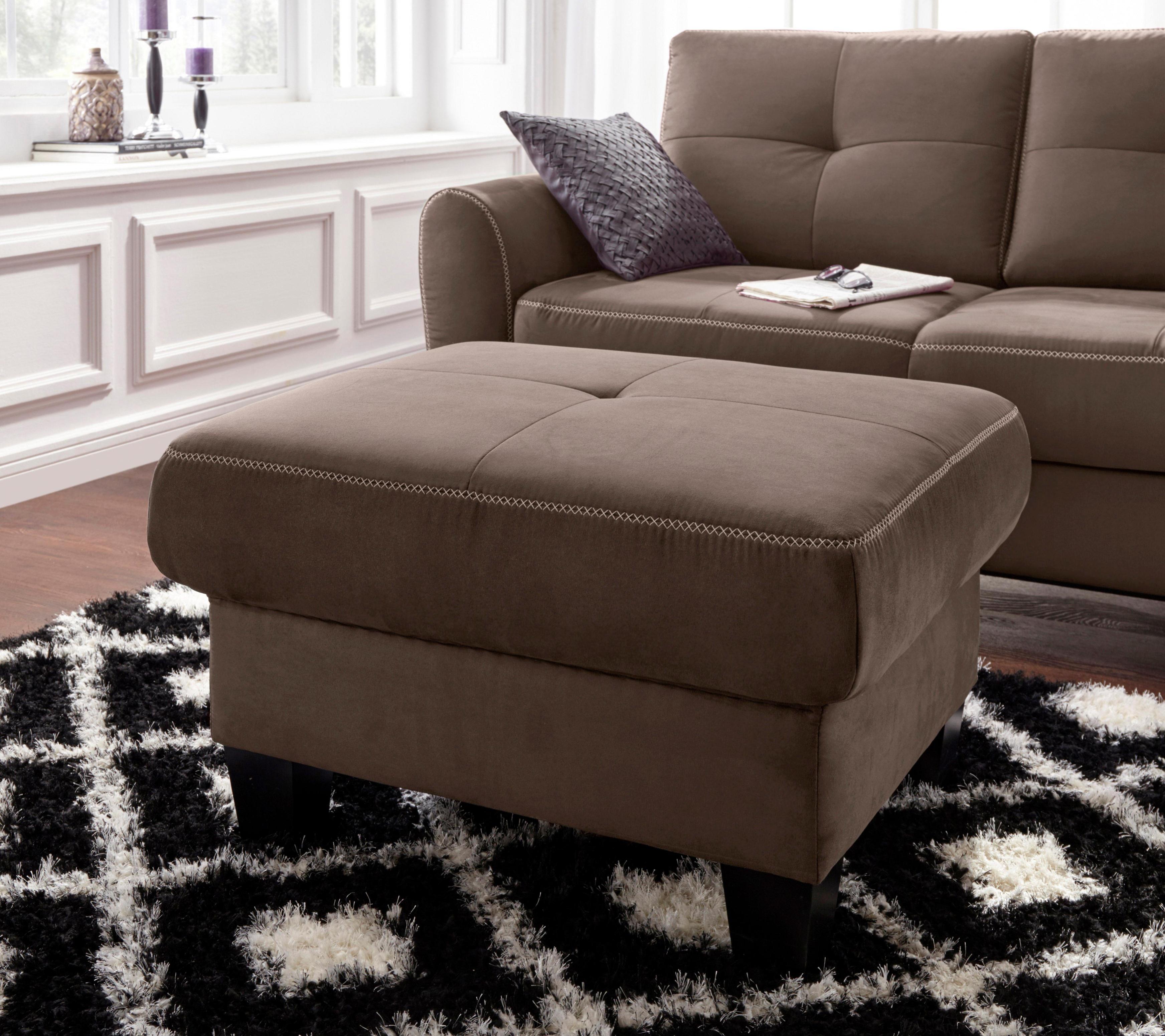 Hocker SIT & MORE "Varese", braun (schoko), B:77cm H:49cm T:67cm, Flachgewebe (95% Polyester, 5% Polyamid);Luxus-Microfaser ALTARA NUBUCK (100% Polyester);Struktur fein (100% Polyester), Hocker, Hocker