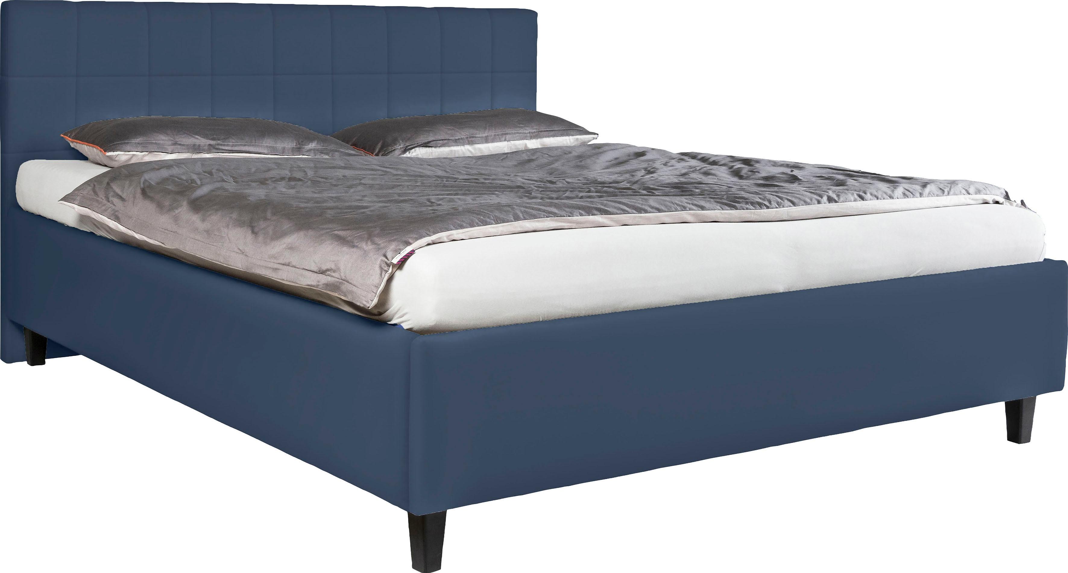 Polsterbett ALINA "Pepe", blau (blaugrau tls 16), B:187cm H:102cm L:212cm, Kunstleder TLS (100% Polyester), Betten, Polsterbett, wahlweise mit Matratze und Lattenrost, in diversen Ausführungen