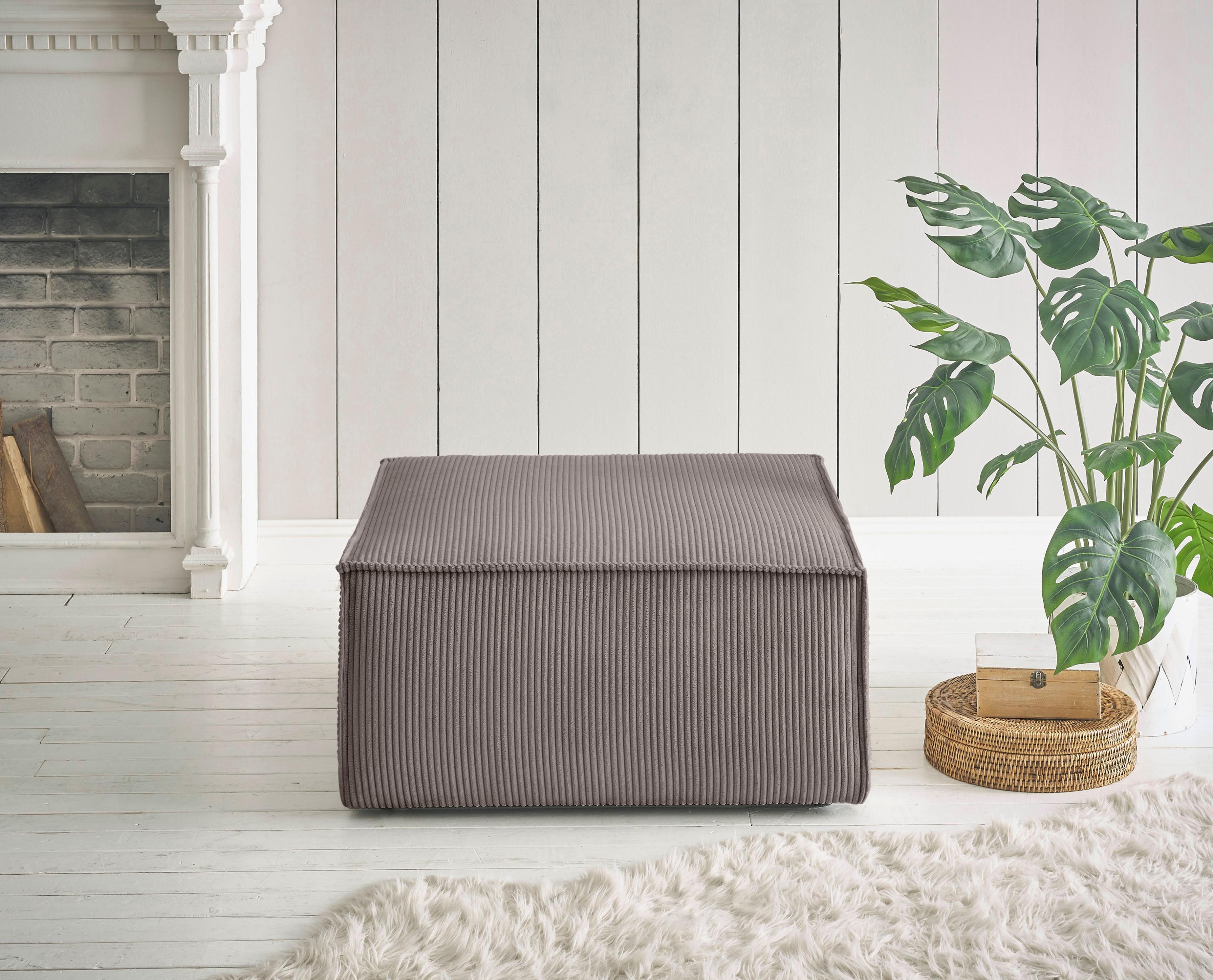 Hocker HOME AFFAIRE "SHERWOOD", beige (taupe), B:80cm H:42cm T:80cm, 100% Polyester, Hocker, Hocker, Hocker quadratisch, ideale Ergänzung zum Loveseat SHERWOOD