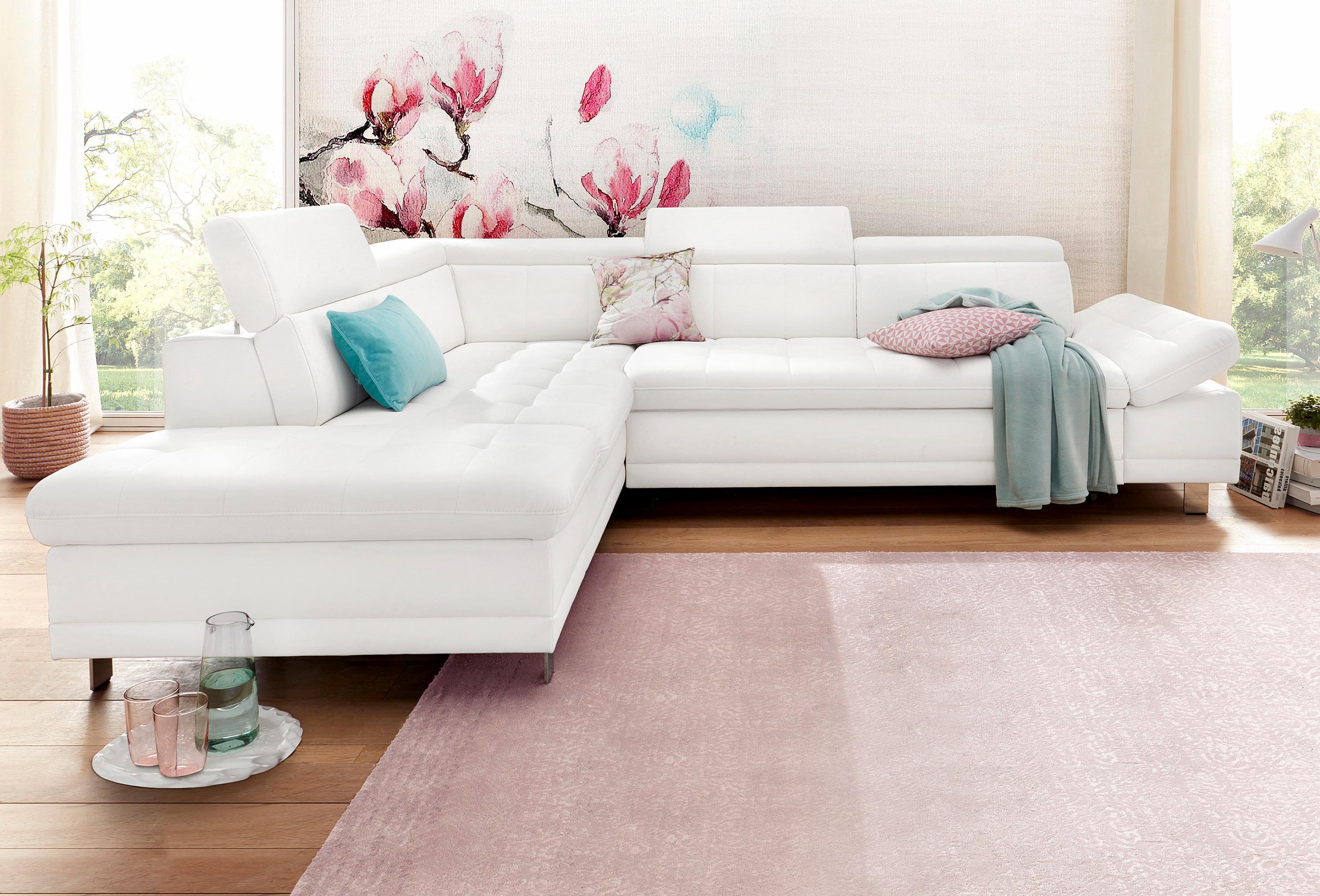 Ecksofa SIT & MORE "Limit L-Form", weiß (altweiß), B:275cm H:89cm T:217cm, Kunstleder SOFTLUX;Luxus-Microfaser ALTARA NUBUCK (100% Polyester);Struktur (100% Polyester), Sofas, Ecksofa, wahlweise mit Bettfunktion und Bettkasten