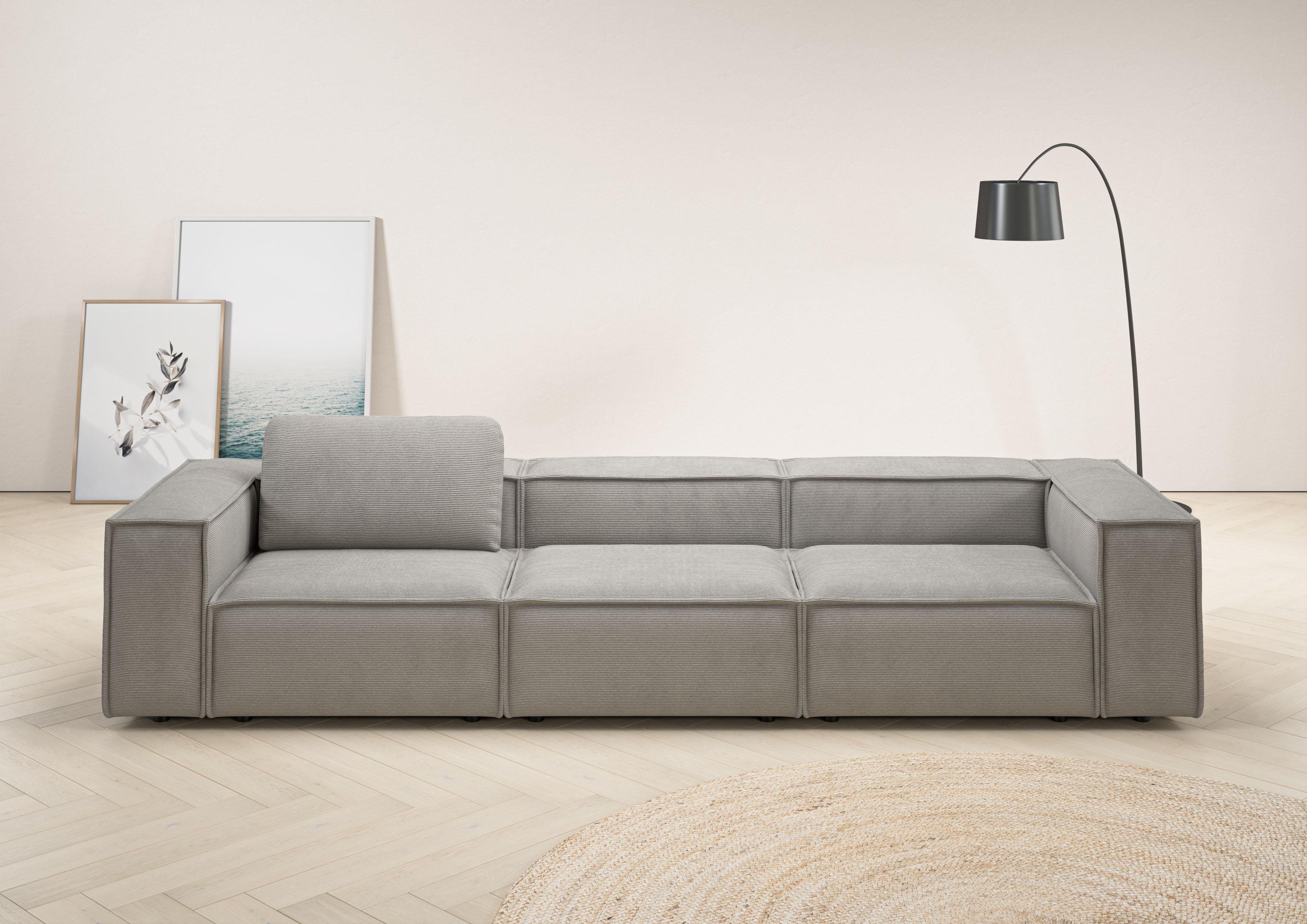 3,5-Sitzer HOME AFFAIRE "Watertown, modernes Big-Sofa XXL, 336 cm Breite, auch in Feincord", grau, B:336cm H:68cm T:98cm, 95% Polyester, 5% Nylon, Sofas, 3 5-Sitzer, Riesiges Designersofa mit viel Platz & weichen Bezügen in Trendfarben