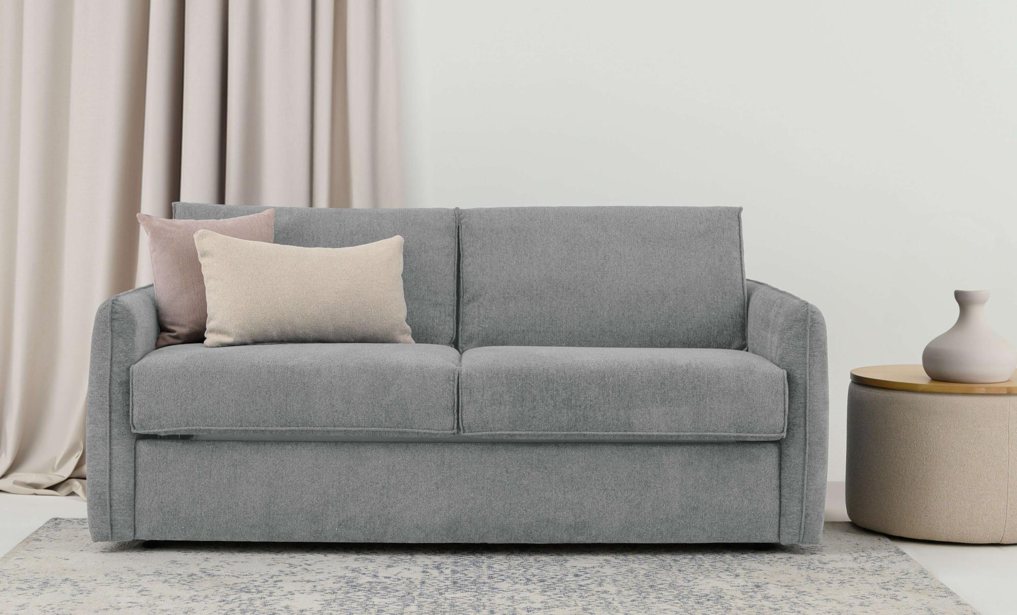 Schlafsofa HOME AFFAIRE "Bergamons", grau, B:169cm H:90cm T:97cm, 100% Polyester, Sofas, Schlafsofa, 2-Sitzer, mit Dauerschlaffunktion, inkl. Federkernmatratze, Lattenrost