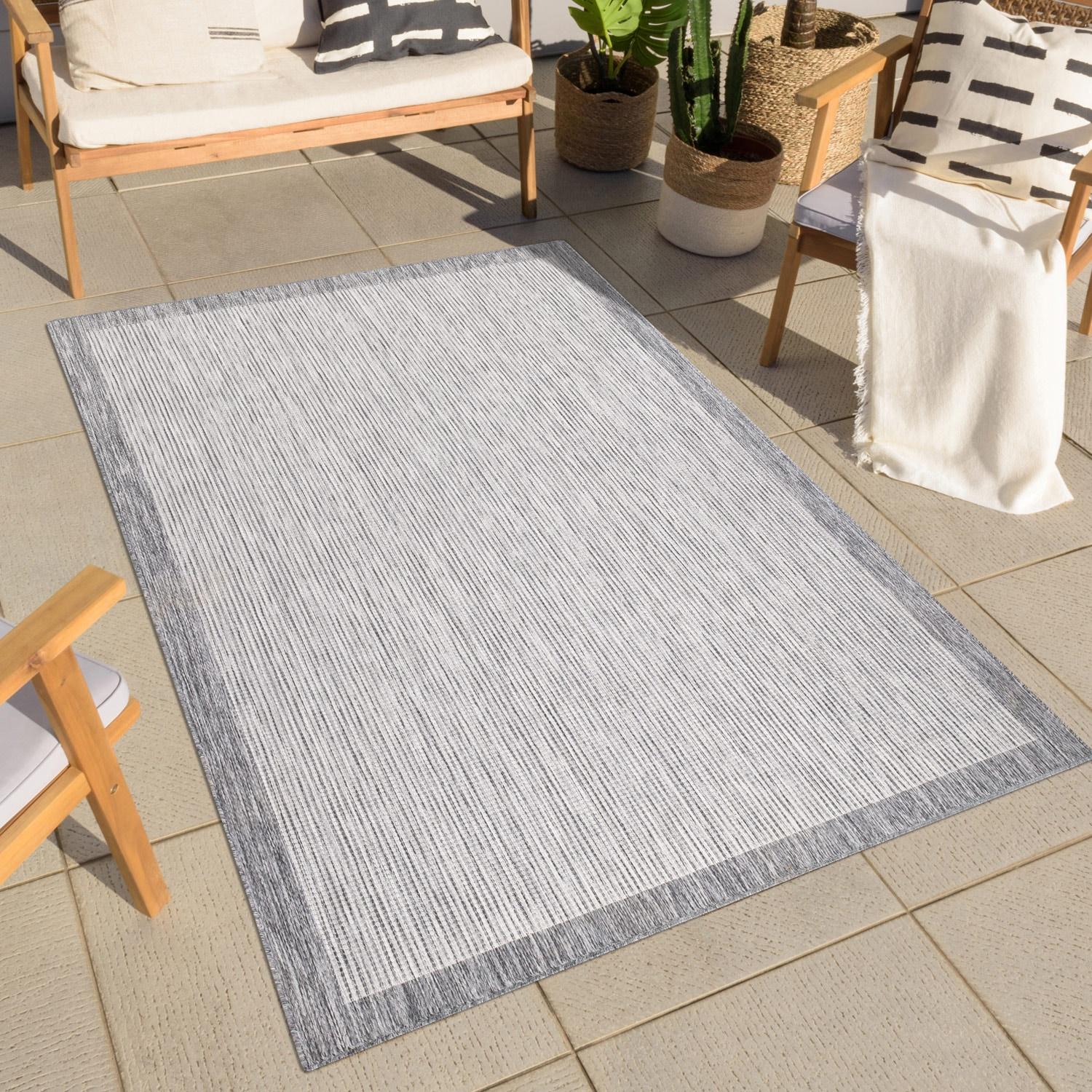 Outdoorteppich CARPET CITY "Outdoor 470", grau, B:200cm H:5mm L:290cm, Polypropylen, Teppiche, Outdoorteppich, Läufer, UV-beständig, Flachgewebe, auch quadratisch, In- und Outdoor
