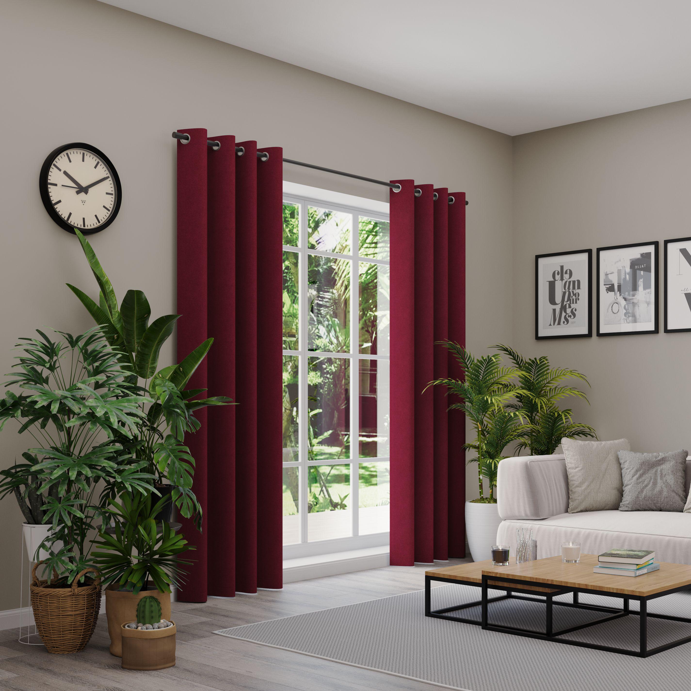 Vorhang NEUTEX FOR YOU "BELMONDO", rot (bordeaux), B:138cm H:120cm, Polyester, Gardinen, Vorhang, Uni mit samtiger Oberfläche, nach Maß