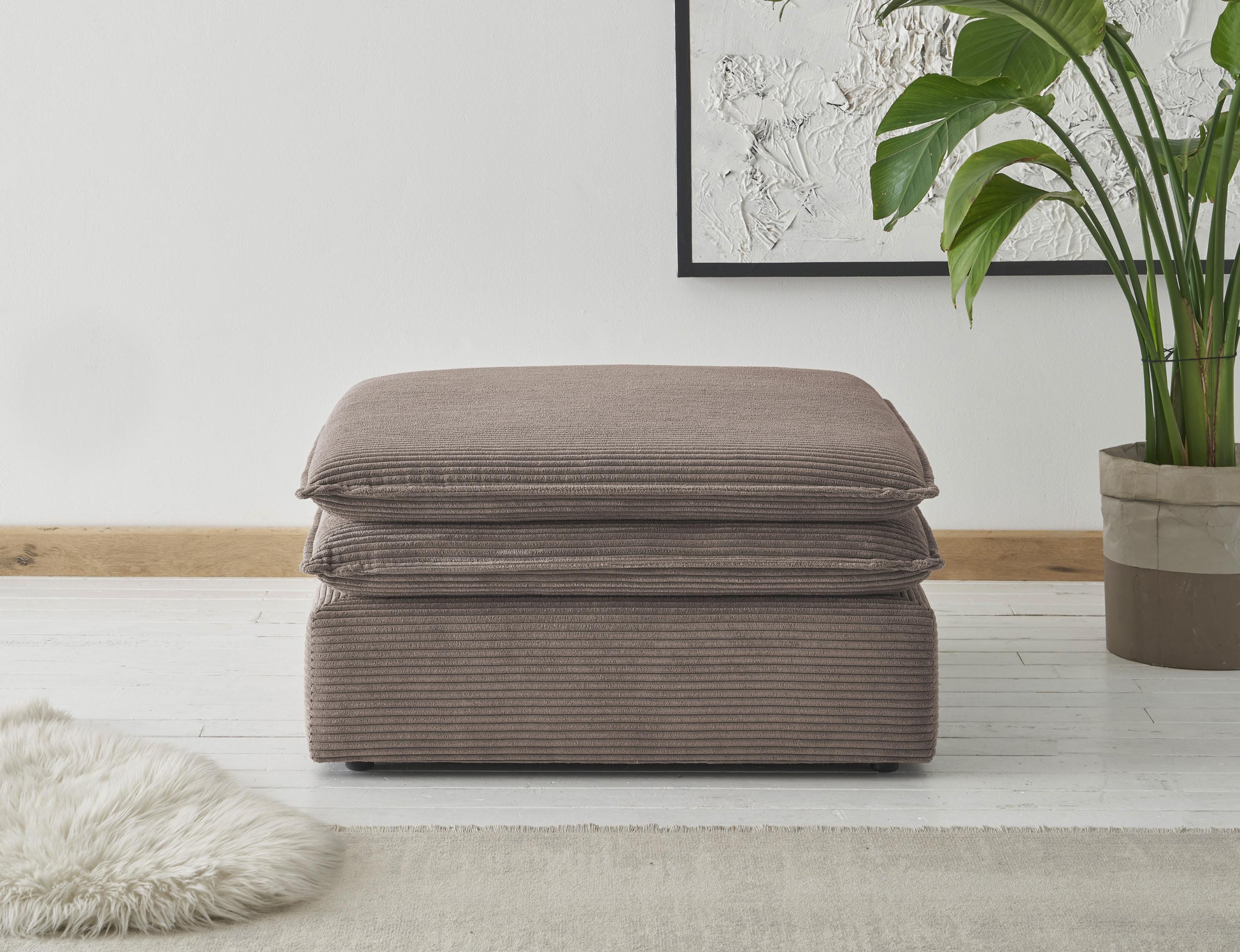 Hocker HOME AFFAIRE "PIAGGE", braun (hellbraun), Webvelours, Hocker, Hocker, Hochwertiger Cord, passend zum Loveseat PIAGGE