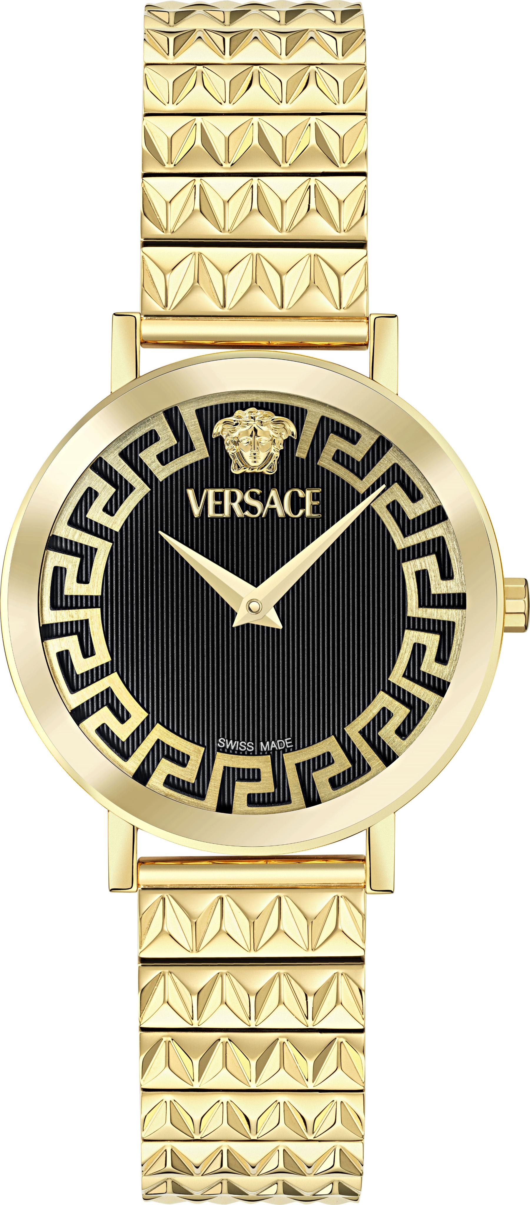 Quarzuhr VERSACE "VERSACE DAEDALUS", gold (goldfarben), Armbanduhren, Damen, Quarzuhr, Armbanduhr, Damenuhr, Swiss Made, Edelstahlarmband, analog, Saphirglas