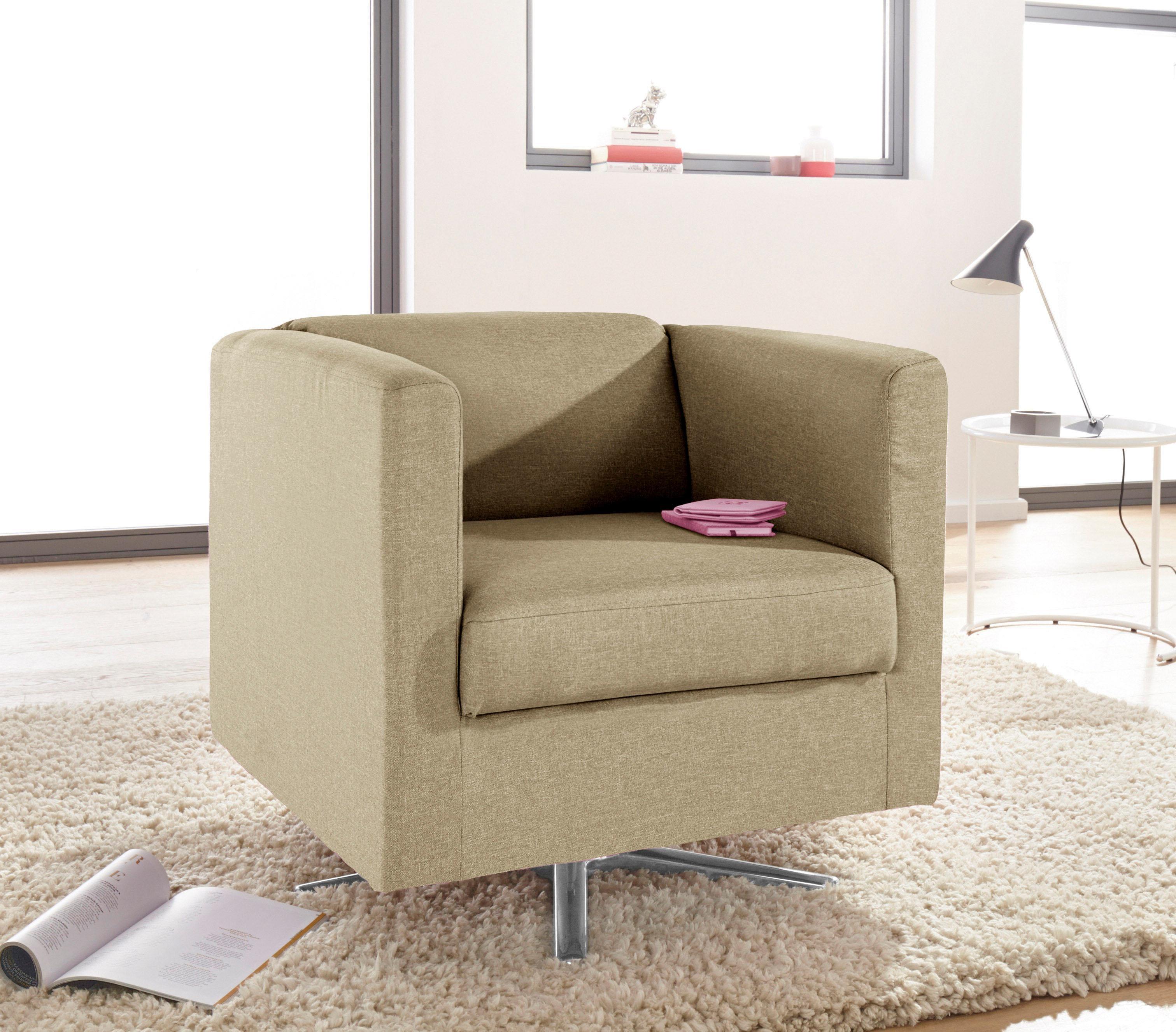 Sessel HOME AFFAIRE "Bob Drehsessel, Clubsessel und Cocktailsessel - alles passt", beige, B:72cm H:71cm T:75cm, Feinstruktur weich (92% Polyester, 8% Nylon);Struktur fein ( 100% Polyester);Struktur (30% Polyester, 70% Polyacryl);Struktur grob (40% Polyester, 60% Polyacryl), Sessel, Sessel, drehbar mit Sternfuß