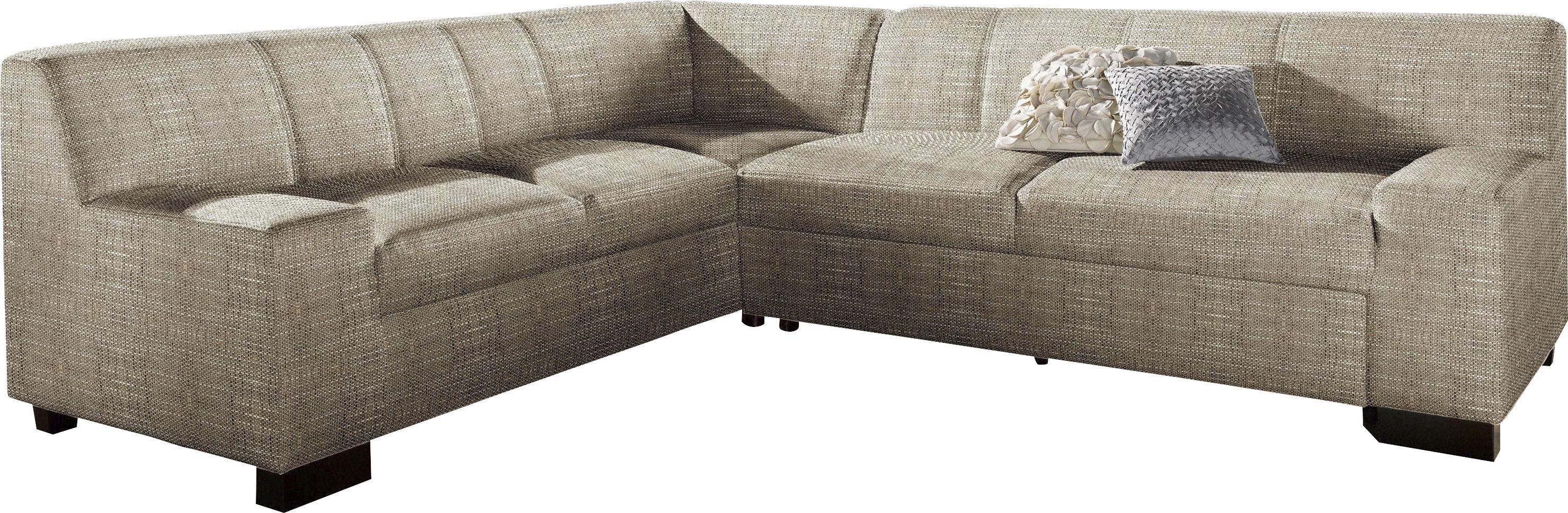 Ecksofa DOMO COLLECTION "Norma, moderne Armlehnen, zeitlos und elegant, Breite 247cm, L-Form", beige, B:247cm H:74cm T:212cm, Microfaser PRIMABELLE (100% Polyester);Kunstleder SOFTLUX;Struktur (90% Polyester, 10% Polyacryl);NaturLEDER (echtes Rindsleder), Sofas, Ecksofa, wahlweise mit Bettfunktion