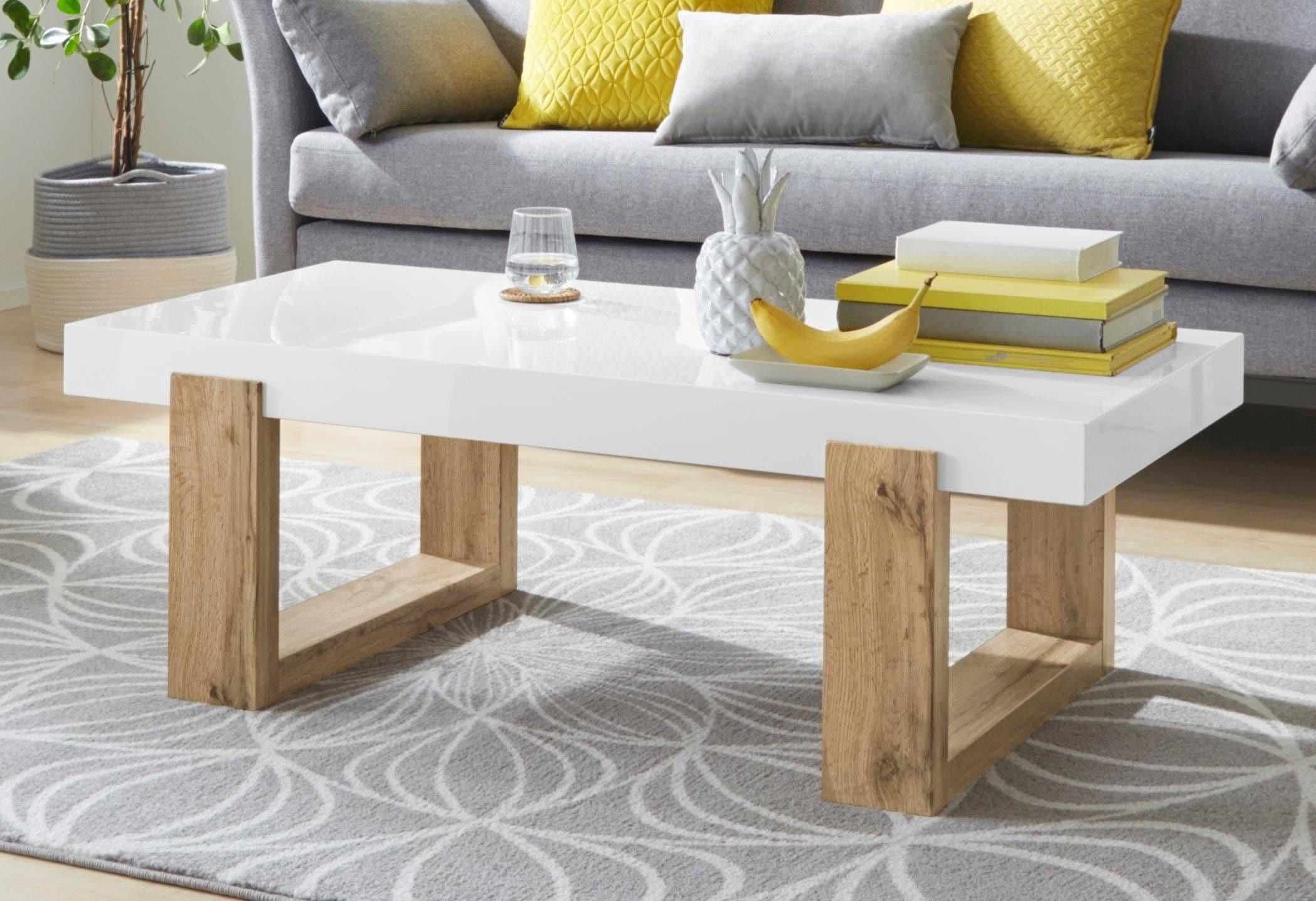 Couchtisch OTTO HOME "Solid", weiß (naturfarben, weiß), B:120cm H:40cm T:60cm, Tische, Couchtisch, hochglanzfarbener weißer Tischplatte, in zwei unterschiedlichen Größen