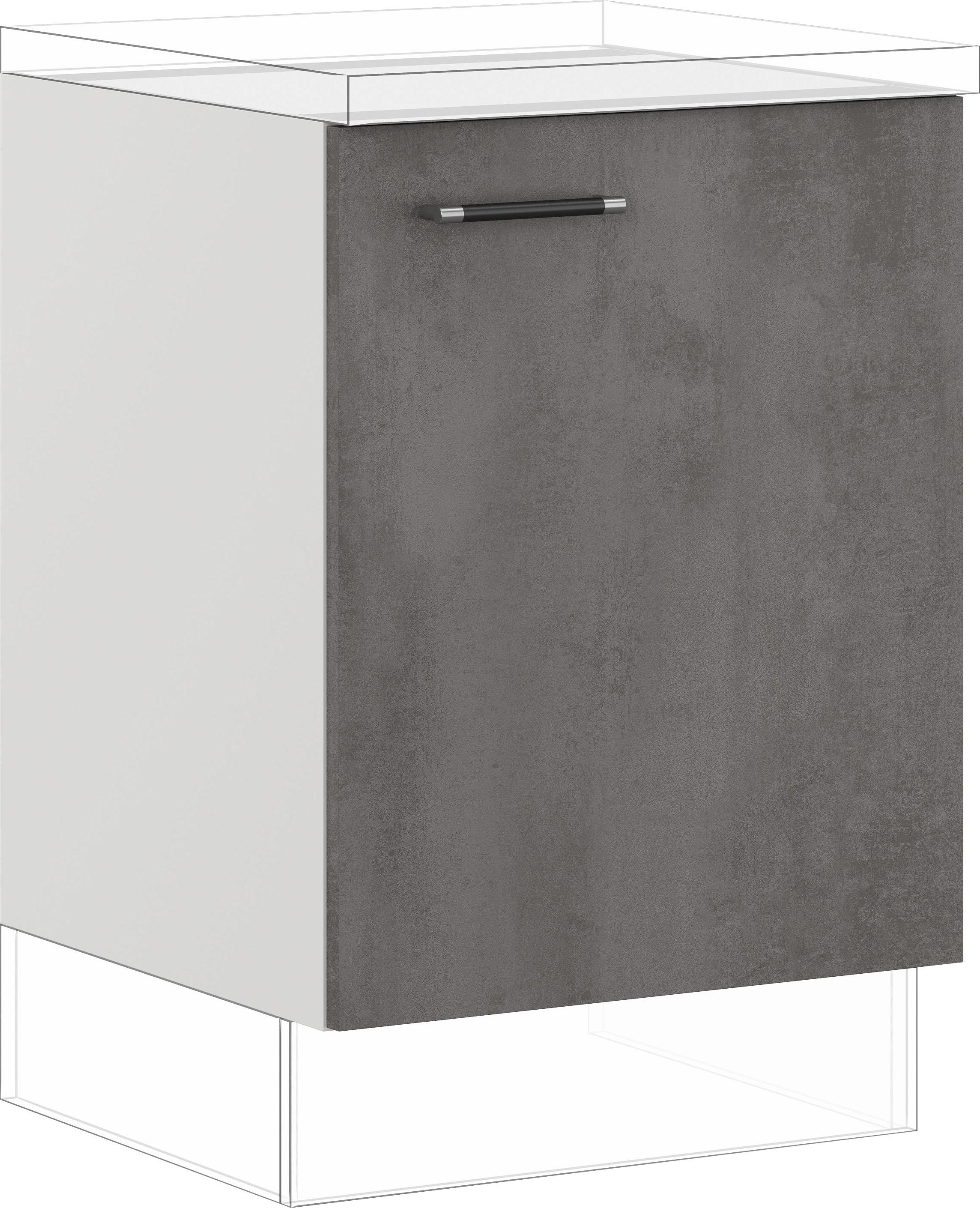 Unterschrank IMPULS KÜCHEN "Prag und Valencia", Breite/Höhe: 60/72,3 cm", grau (beton, optik schiefer dunkelgrau), B:60cm H:72,3cm T:57,6cm, Dekorfolie, Holzwerkstoff, Schränke, Unterschrank, vormontiert, mit Soft-Close