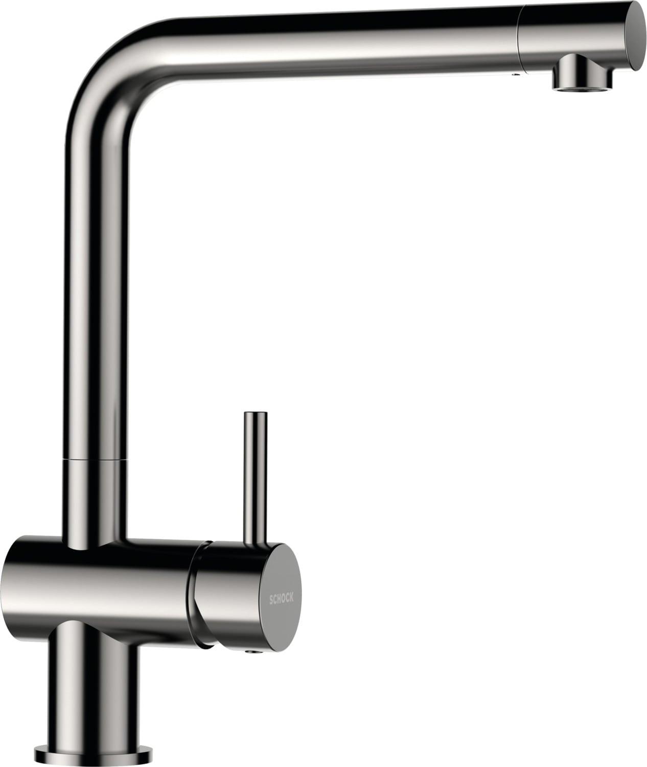 Küchenarmatur SCHOCK "Epos", silber (edelstahloptik), B:21,2cm H:31cm T:5cm Ø:5cm, Messing, Armaturen, Küchenarmatur, Festauslauf, Hochdruck, Schwenkbereich 360