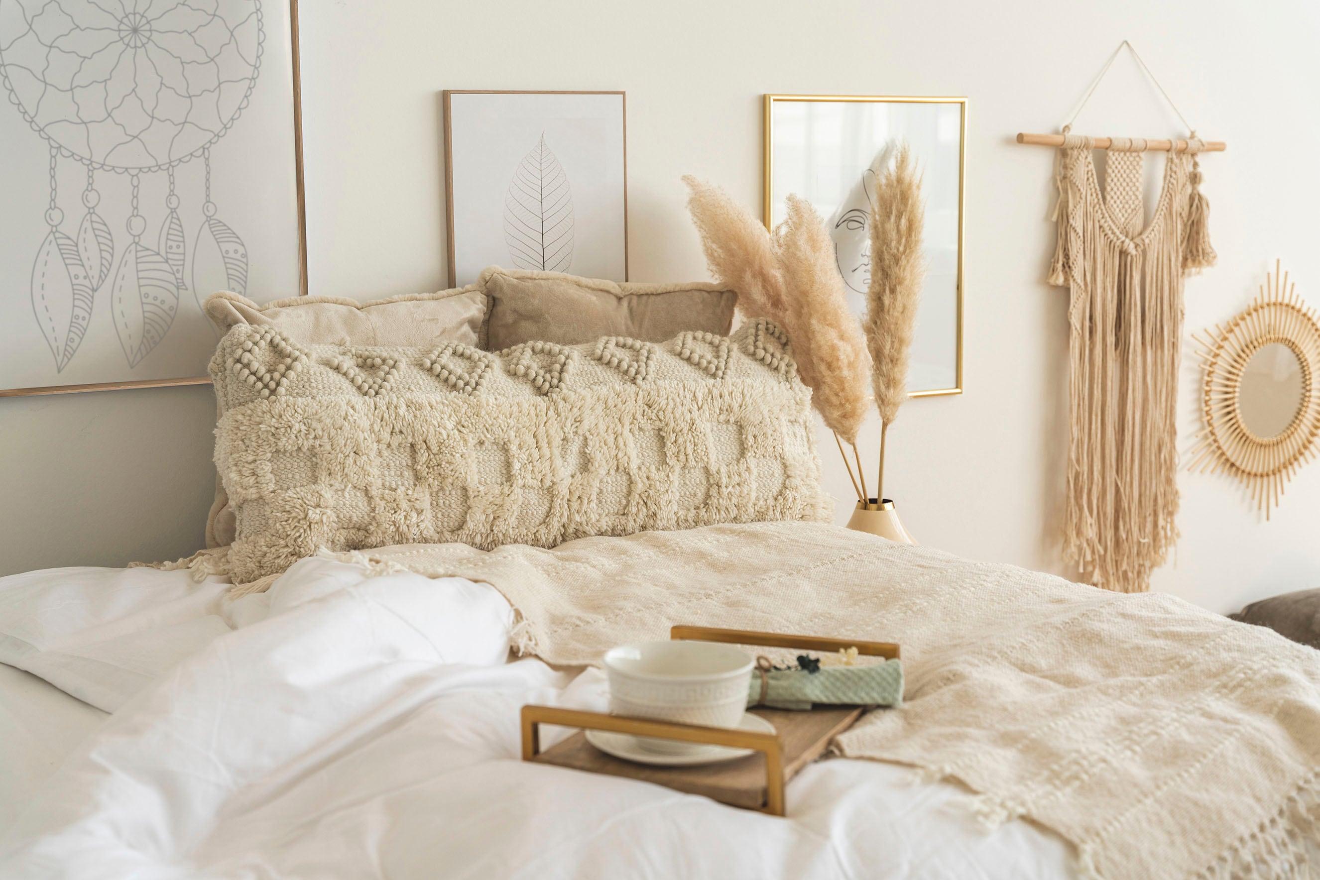 Dekokissen KAYOOM "Bohist 125", beige (natur, unifarben), B:35cm L:95cm, Baumwolle, Wolle, Dekokissen_Sitzkissen_Kissenhüllen, Dekokissen