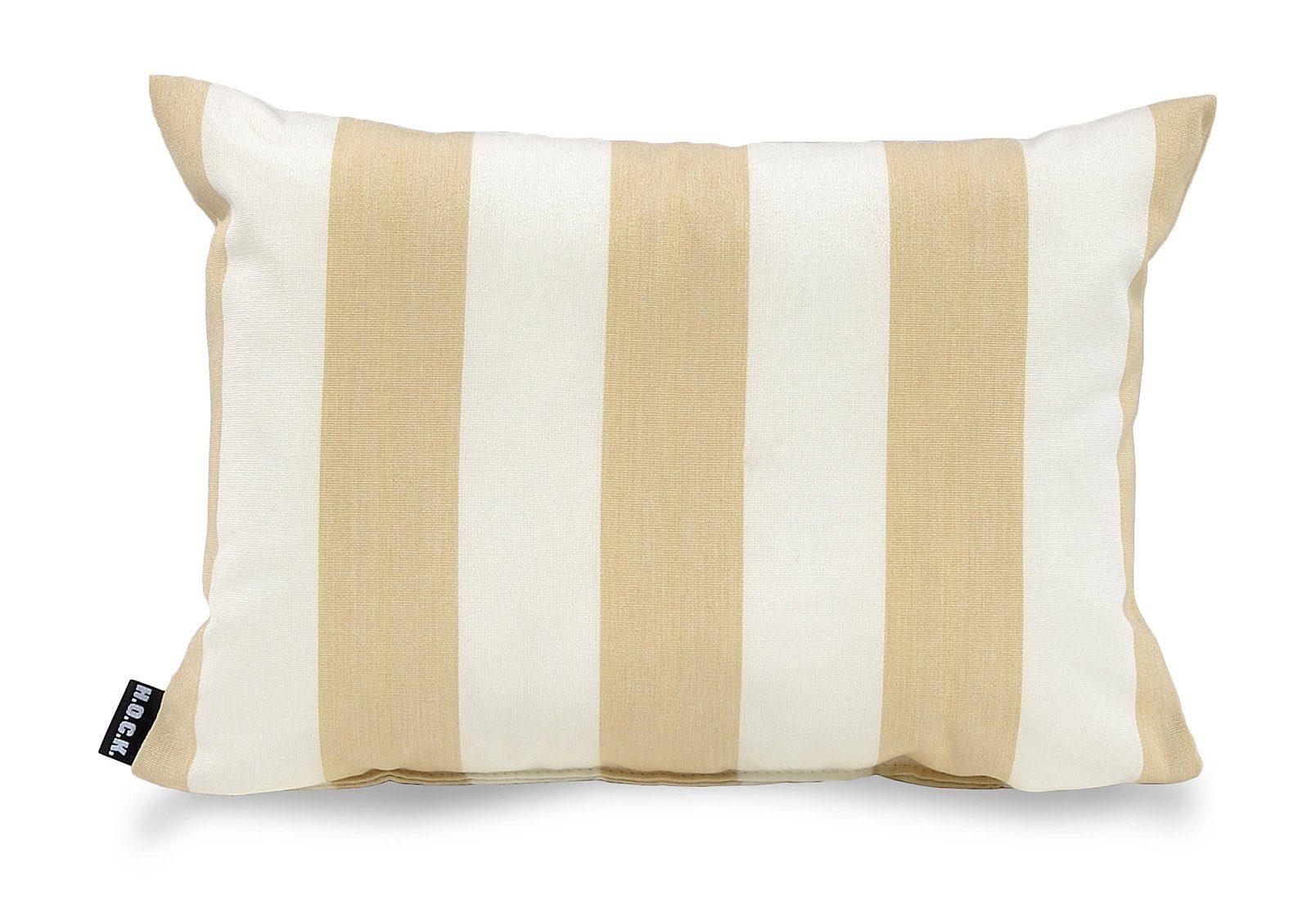 Dekokissen H.O.C.K. "Classic Streifen Outdoor", beige (natur, gestreift), B:60cm L:40cm, Polyacryl, Dekokissen_Sitzkissen_Kissenhüllen, Dekokissen, Kissenhülle mit Füllung, 1 Stück
